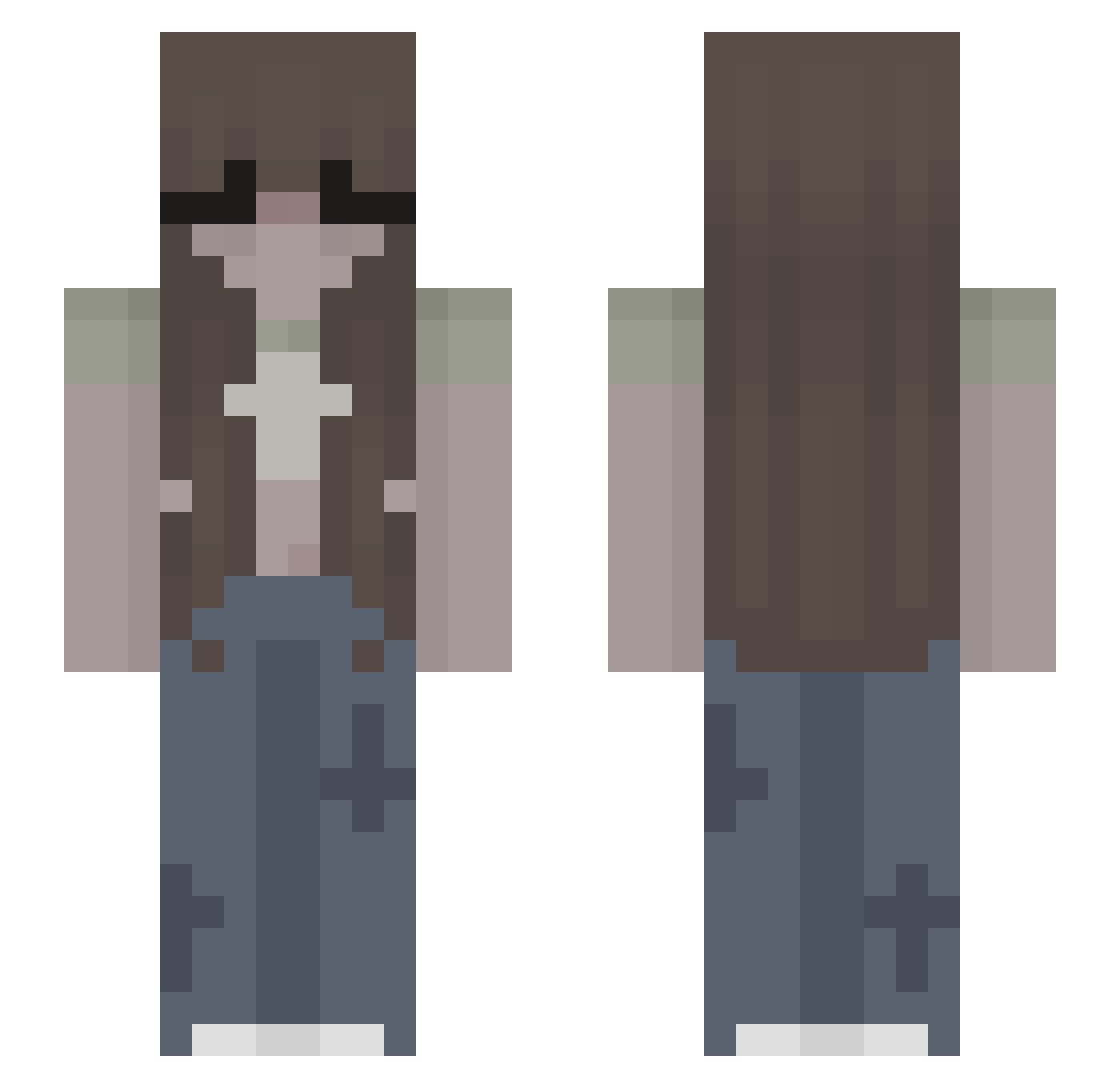 Axzk Minecraft skin, front and back view