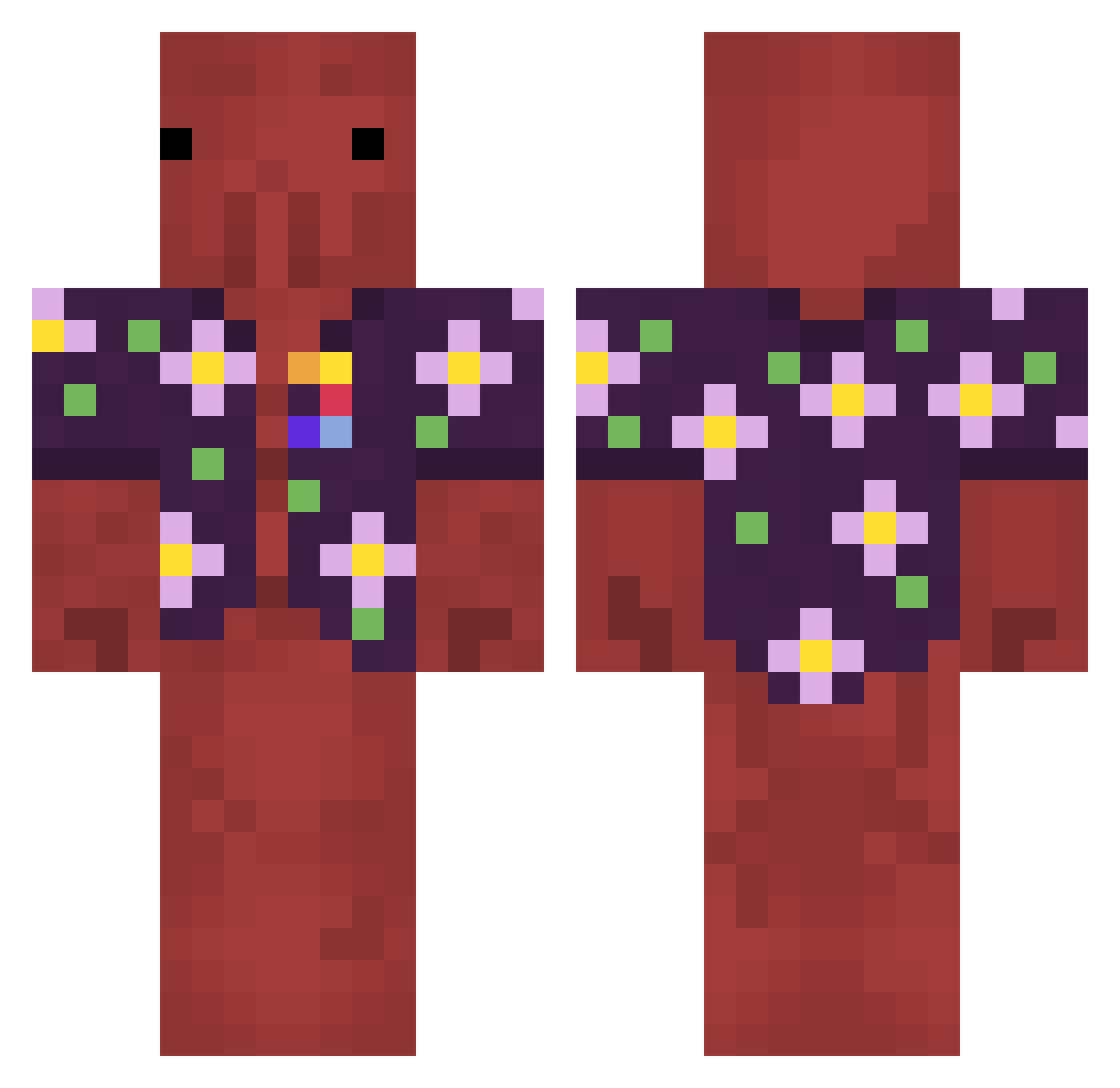 Dourge Minecraft skin, front and back view