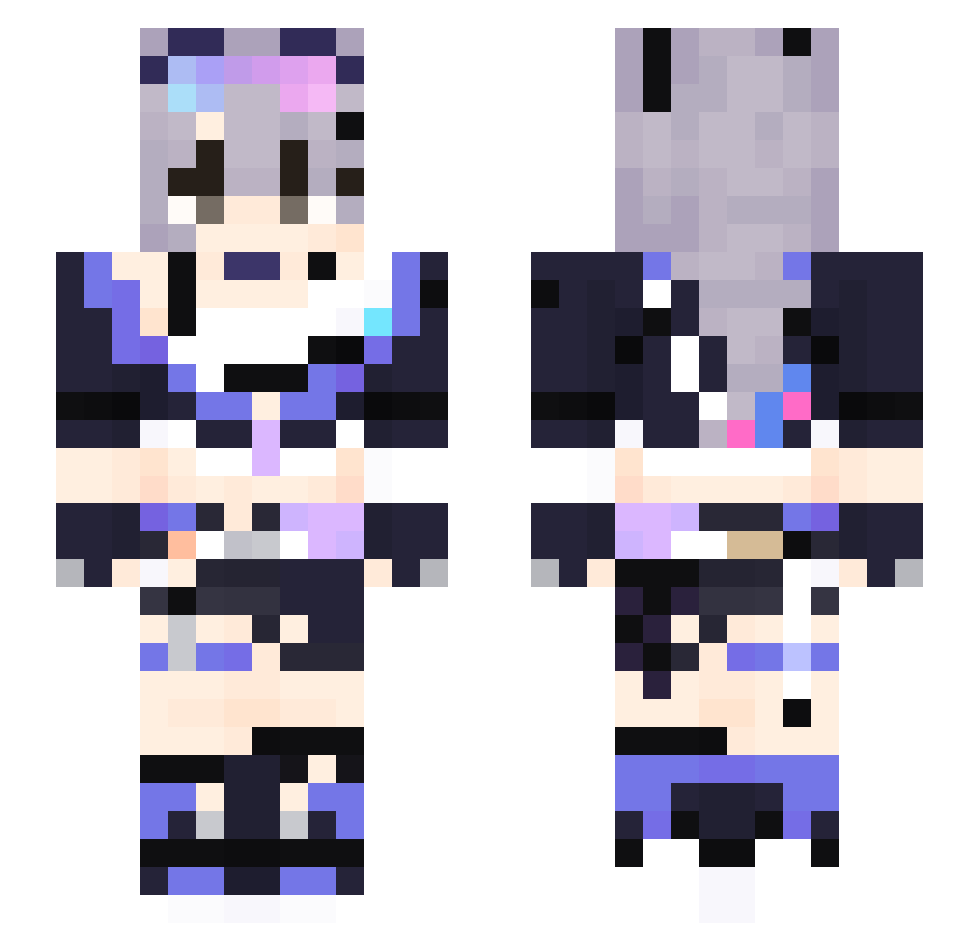 Yohako Minecraft skin, front and back view