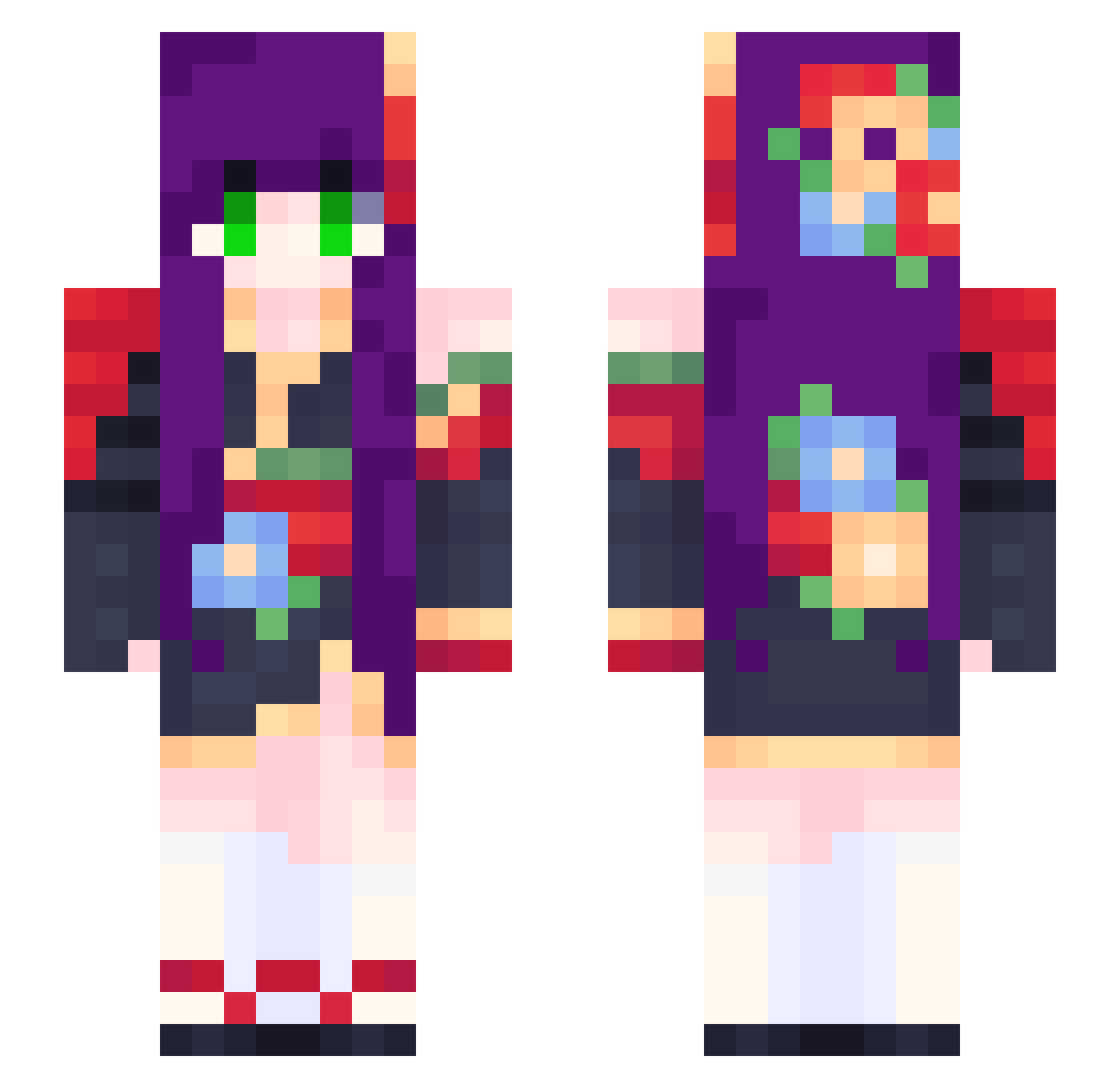 Dusty_boo Minecraft skin, front and back view