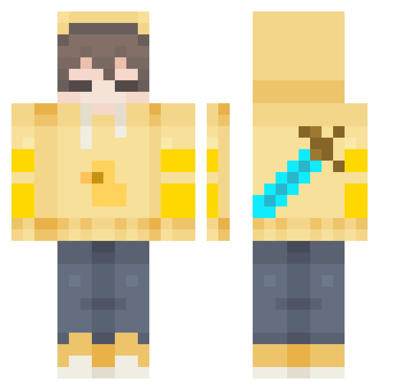 Sebino007 Minecraft skin, front and back view