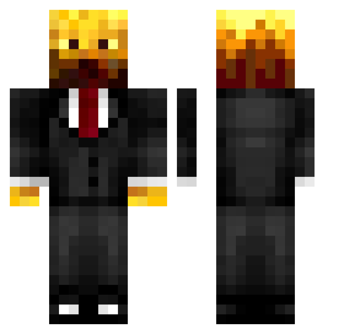 BlazingTron Minecraft skin, front and back view