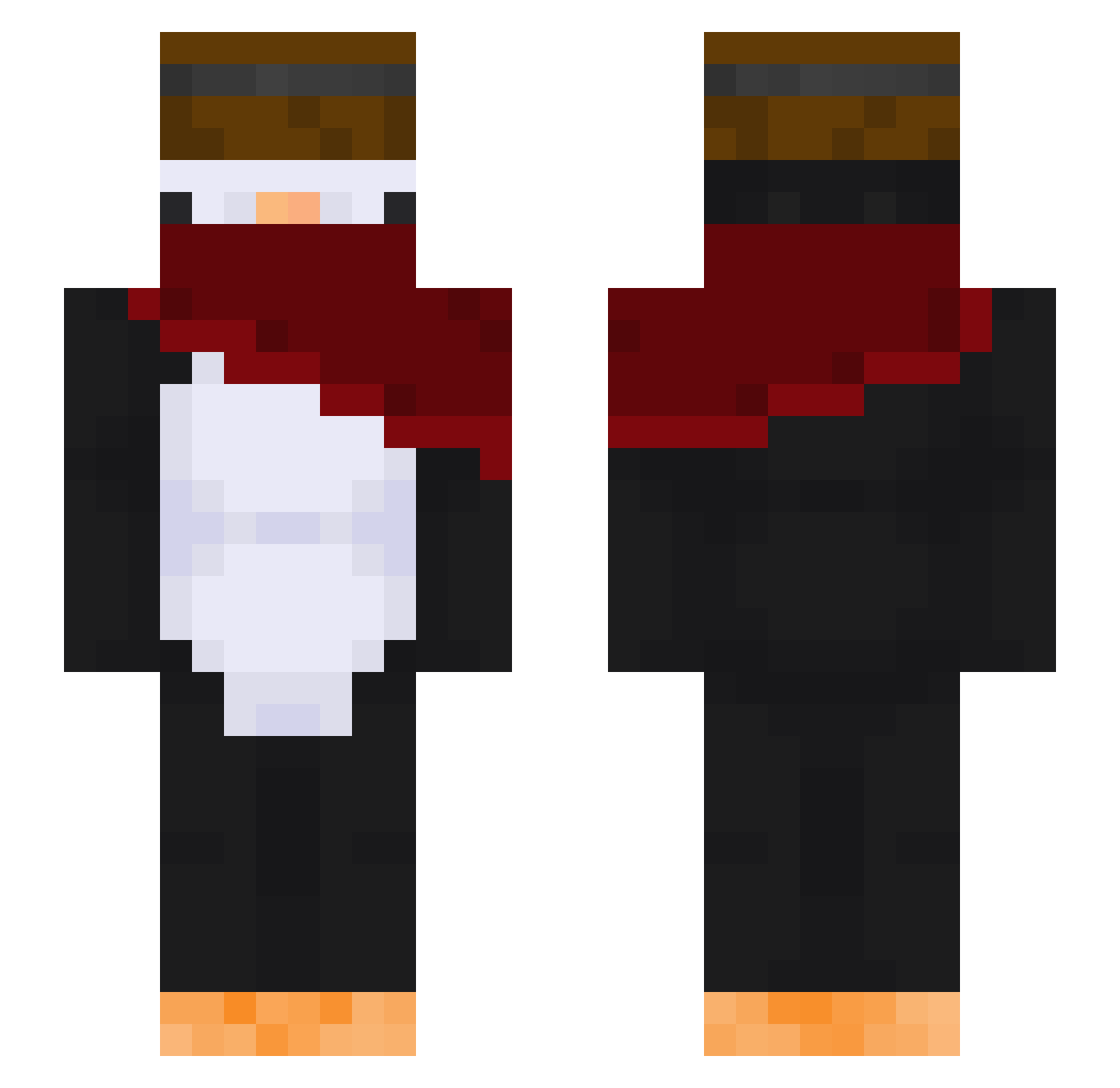 Penquie Minecraft skin, front and back view