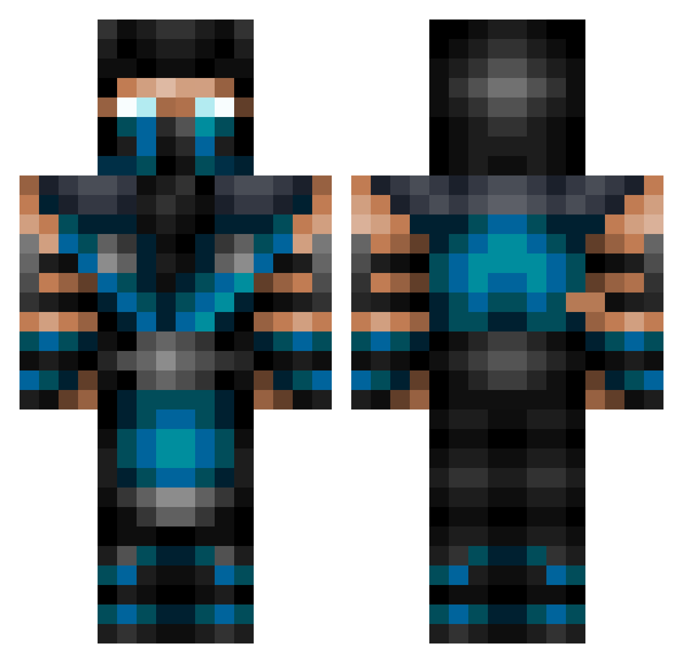 TomacaGamer Minecraft skin, front and back view