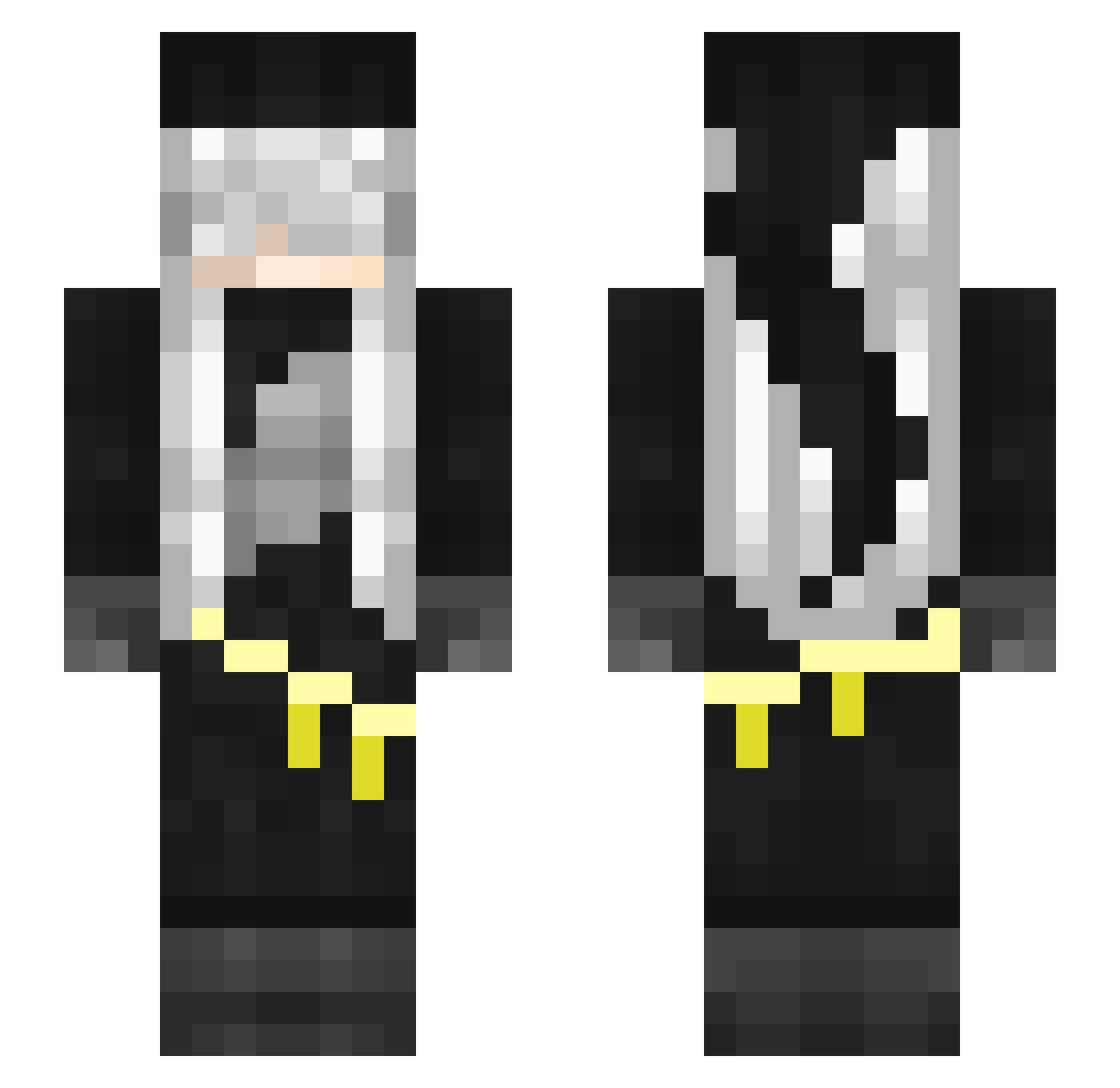 Shiny_Pigman Minecraft skin, front and back view