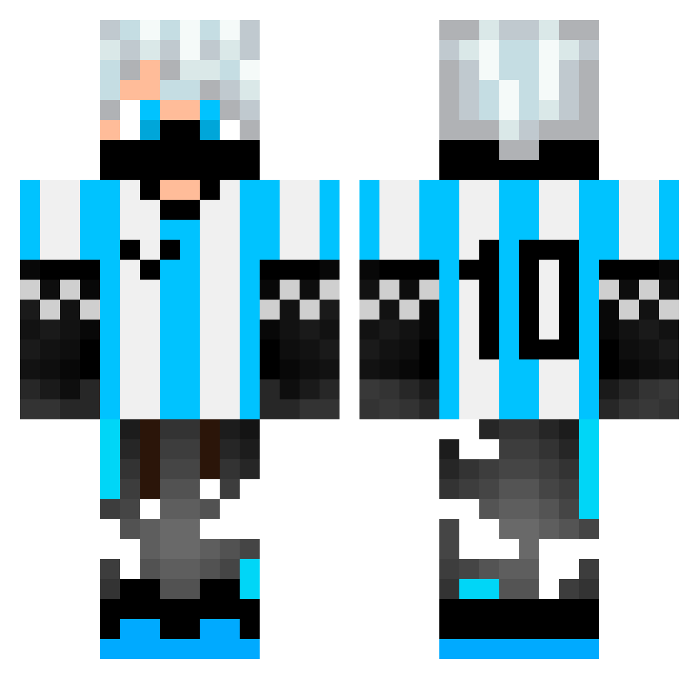 Avi_PVP Minecraft skin, front and back view