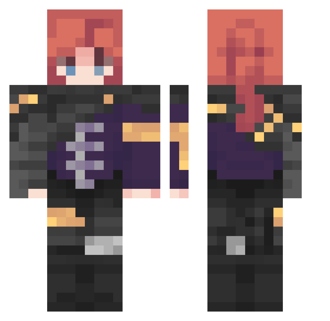 Yeloiyy Minecraft skin, front and back view