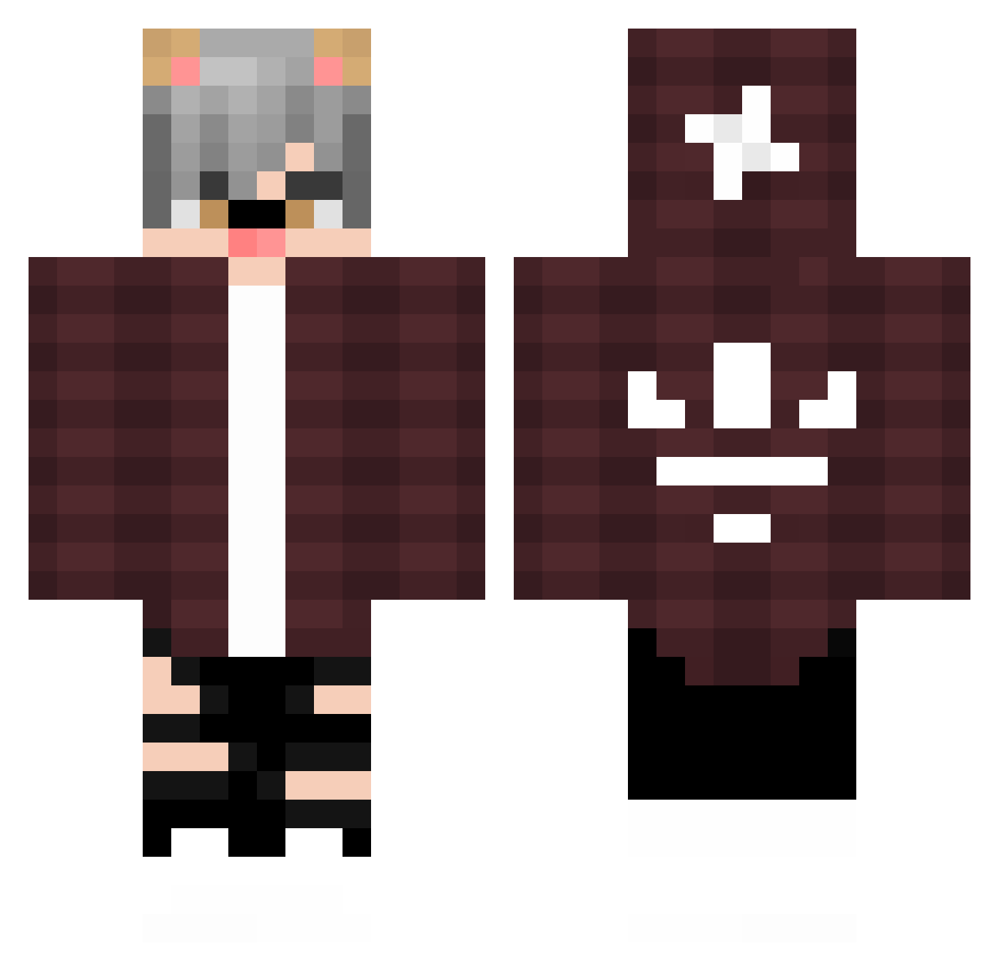 Zyllith Minecraft skin, front and back view