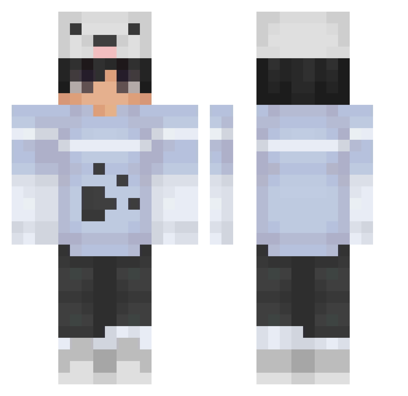 SweetRod Minecraft skin, front and back view