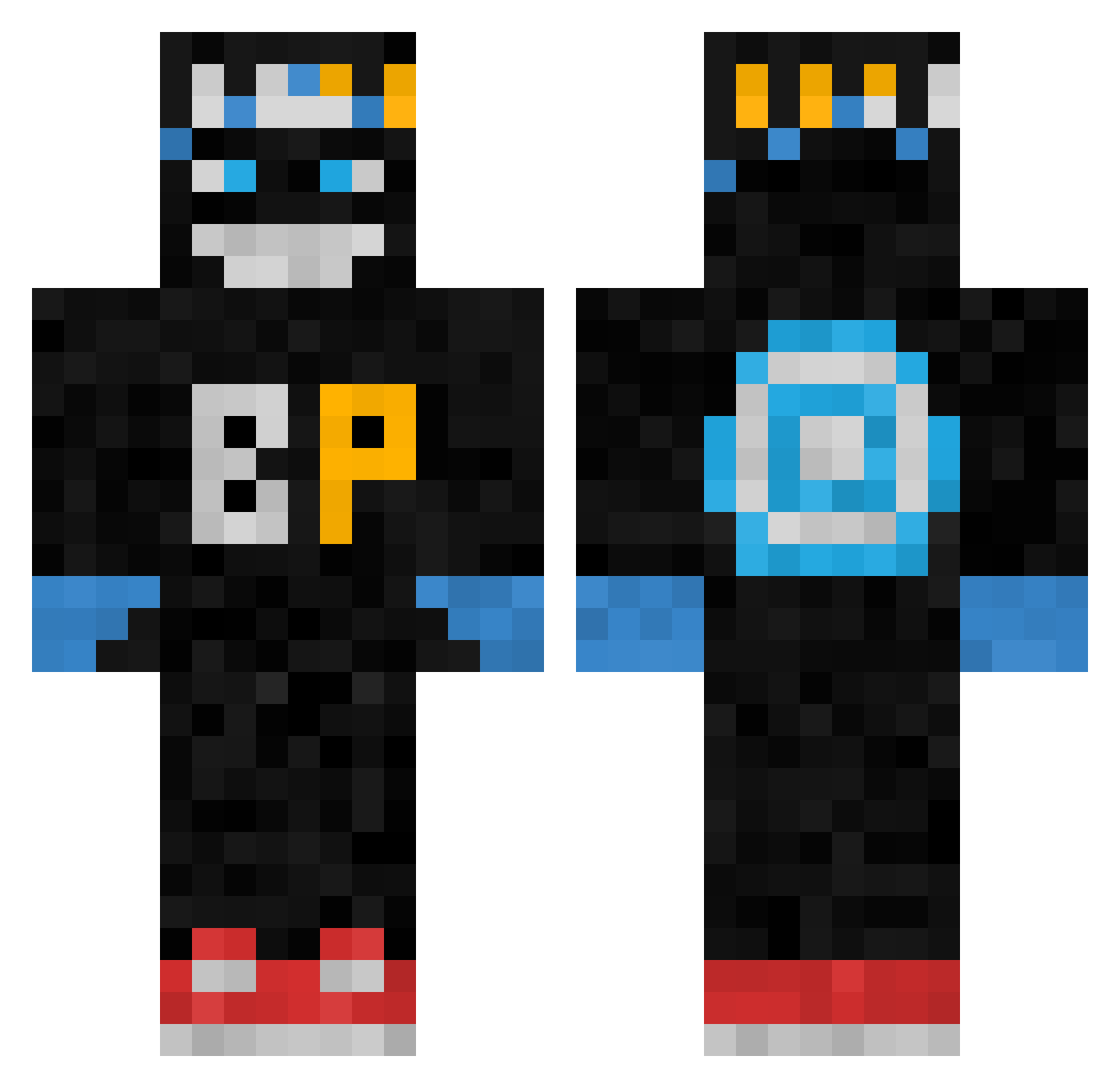 nitios Minecraft skin, front and back view