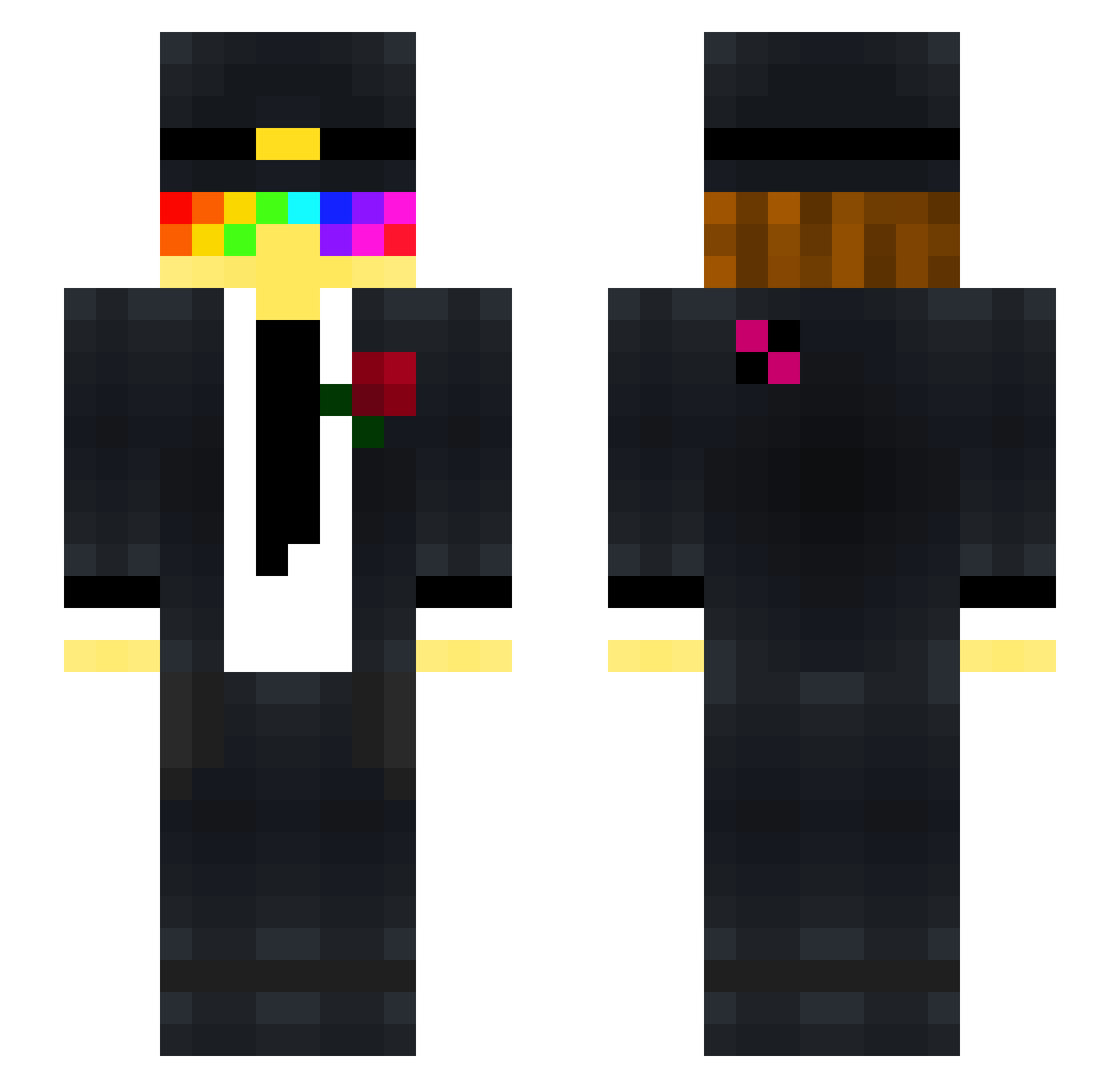 Colorblindness Minecraft skin, front and back view