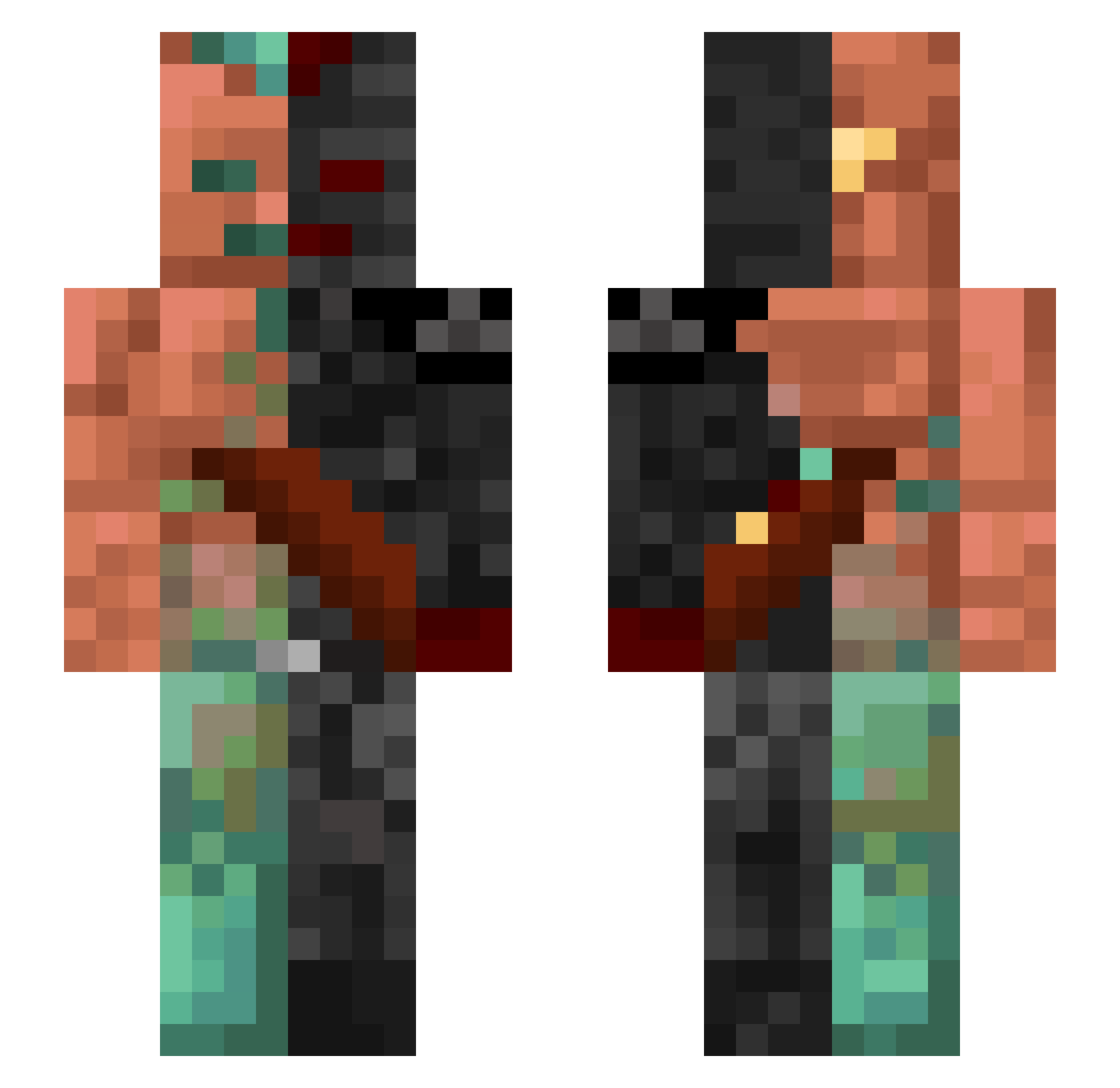 GruenerSteve Minecraft skin, front and back view