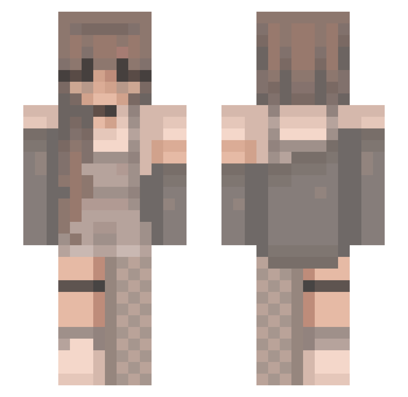 Torte9039 Minecraft skin, front and back view