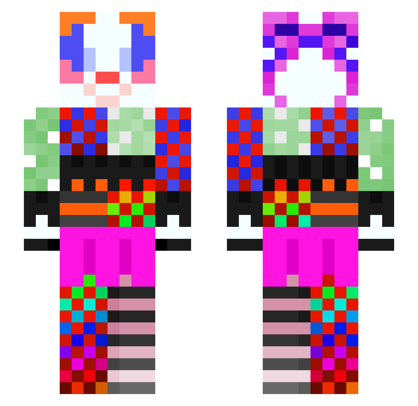 SableXD Minecraft skin, front and back view