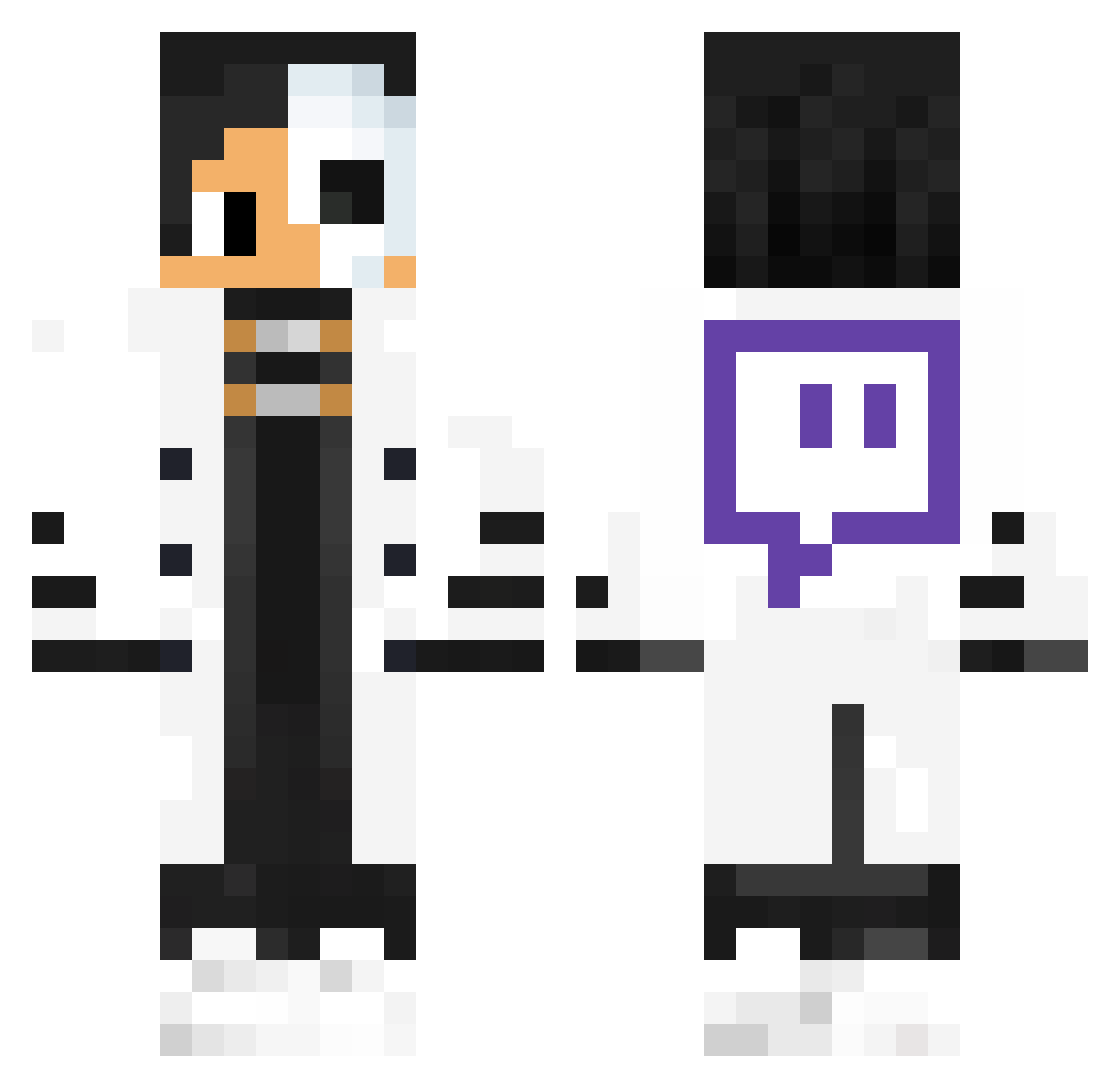 SkullYouTubePL Minecraft skin, front and back view