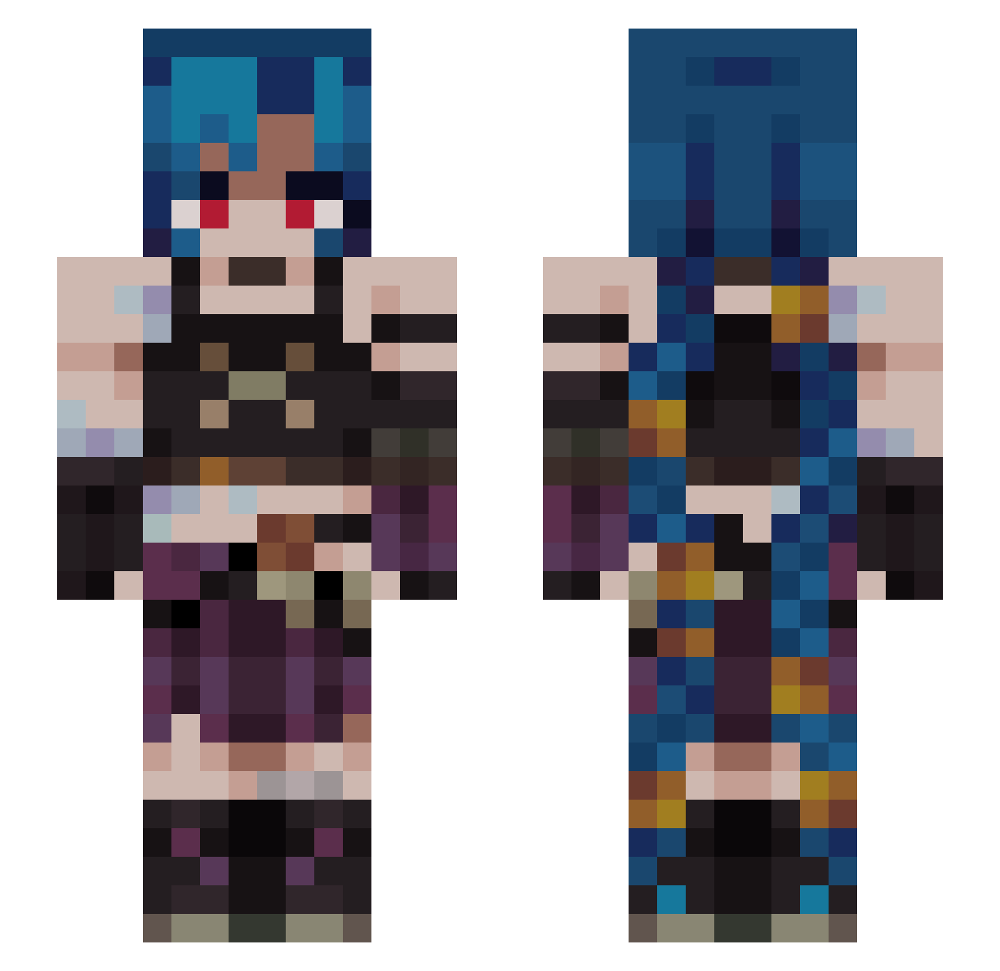 Zoooi Minecraft skin, front and back view