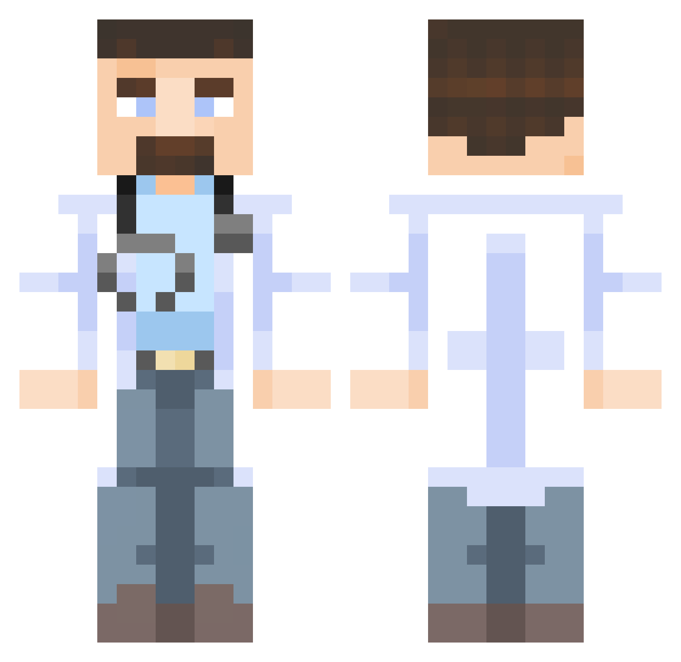 PatisekCZE Minecraft skin, front and back view