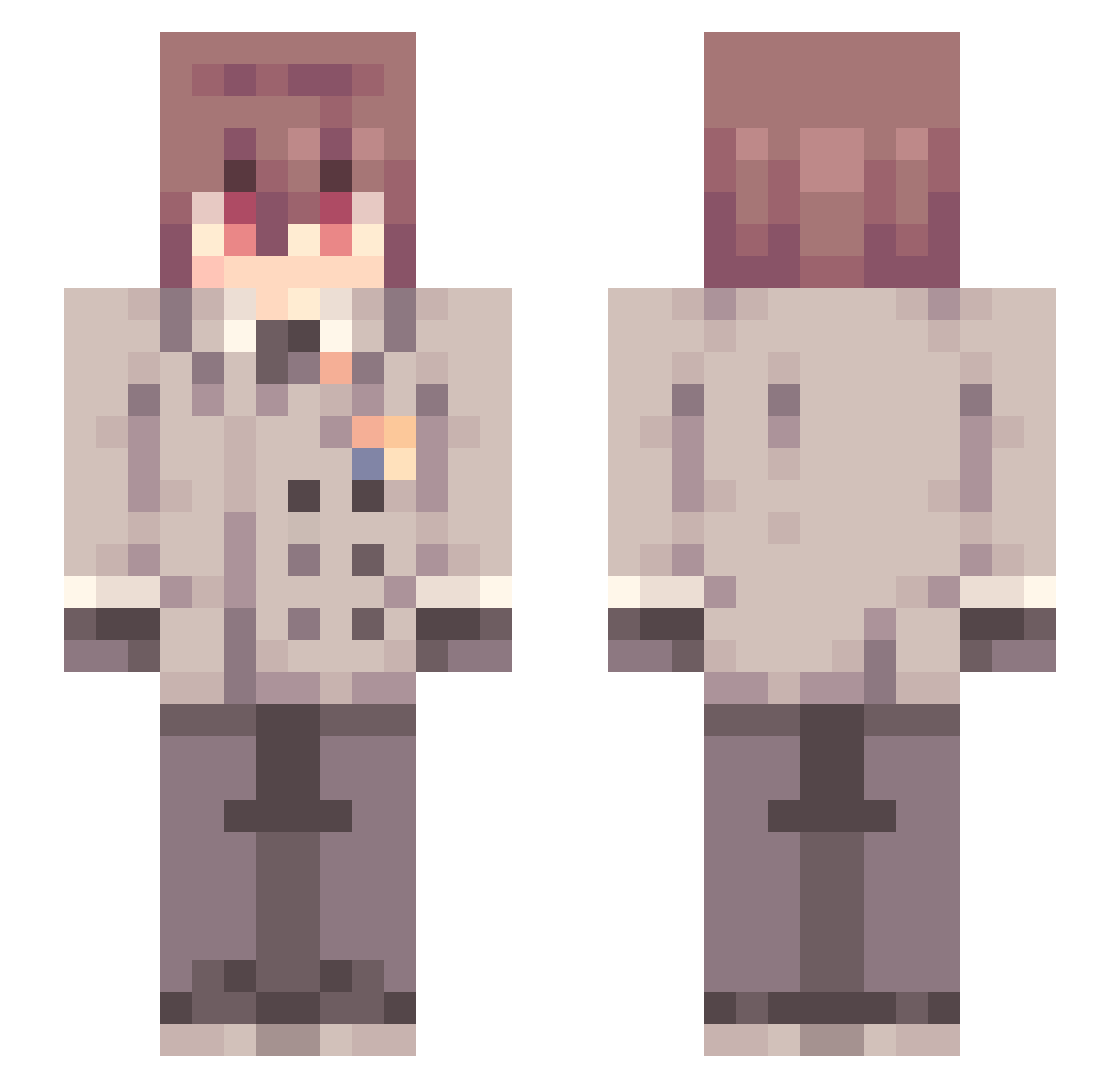 Dverty Minecraft skin, front and back view