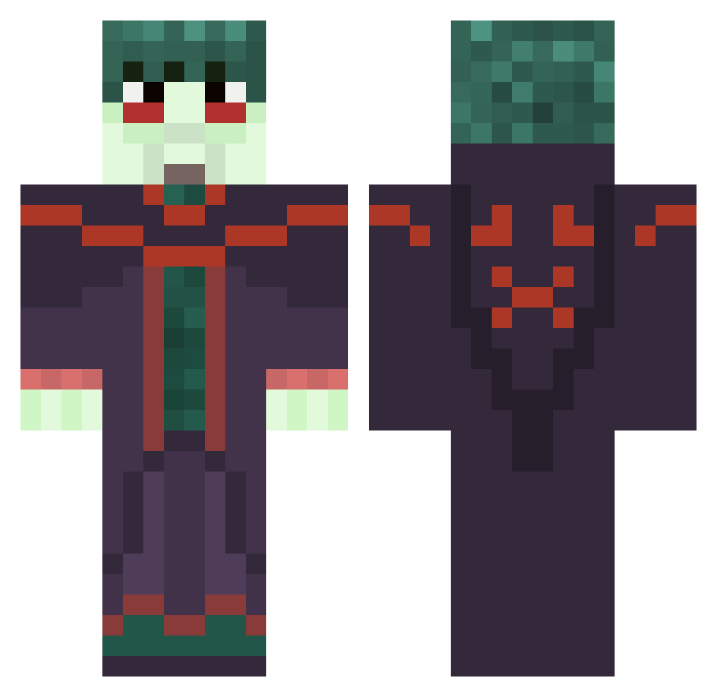 crimsob Minecraft skin, front and back view