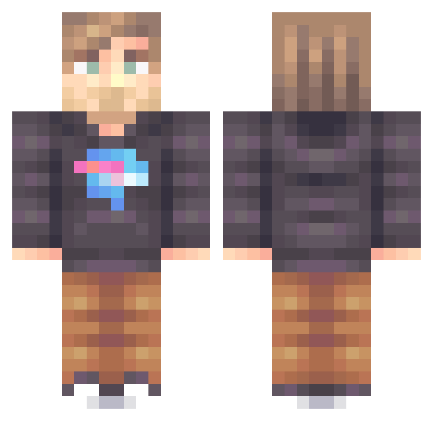 xOrfi2298 Minecraft skin, front and back view