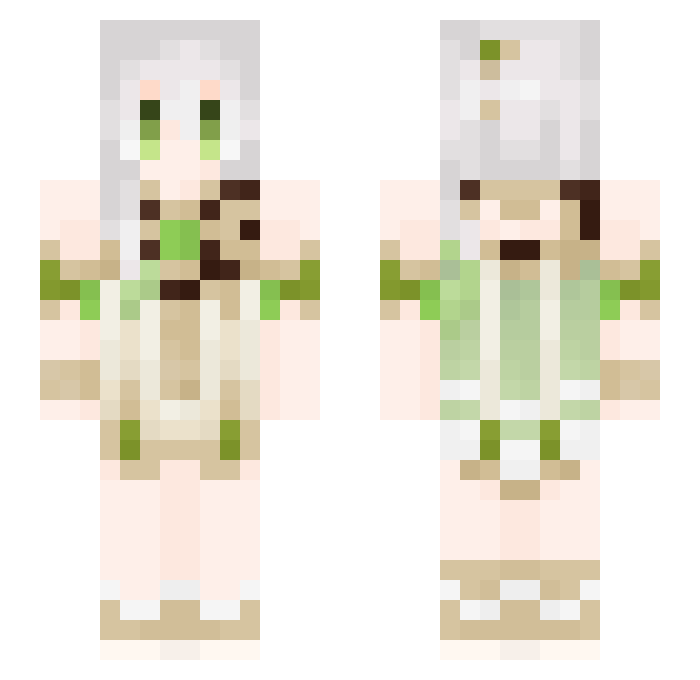 admirer Minecraft skin, front and back view