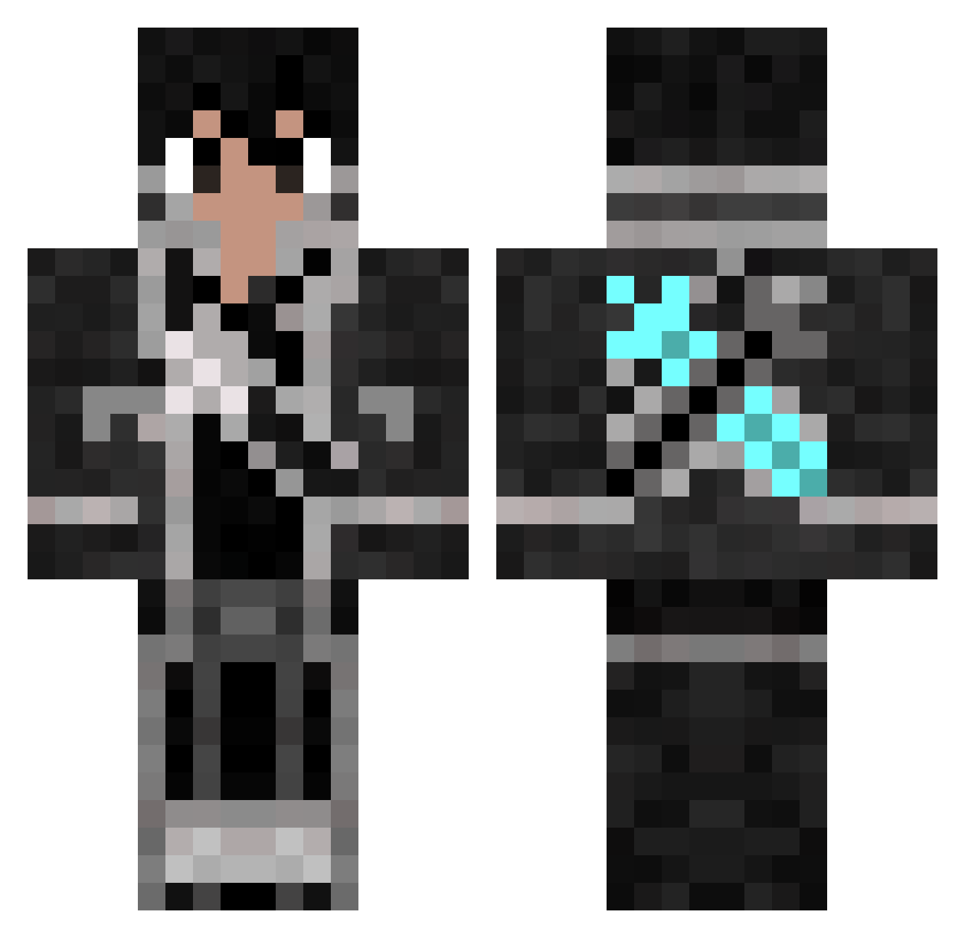 TheGrandTime Minecraft skin, front and back view