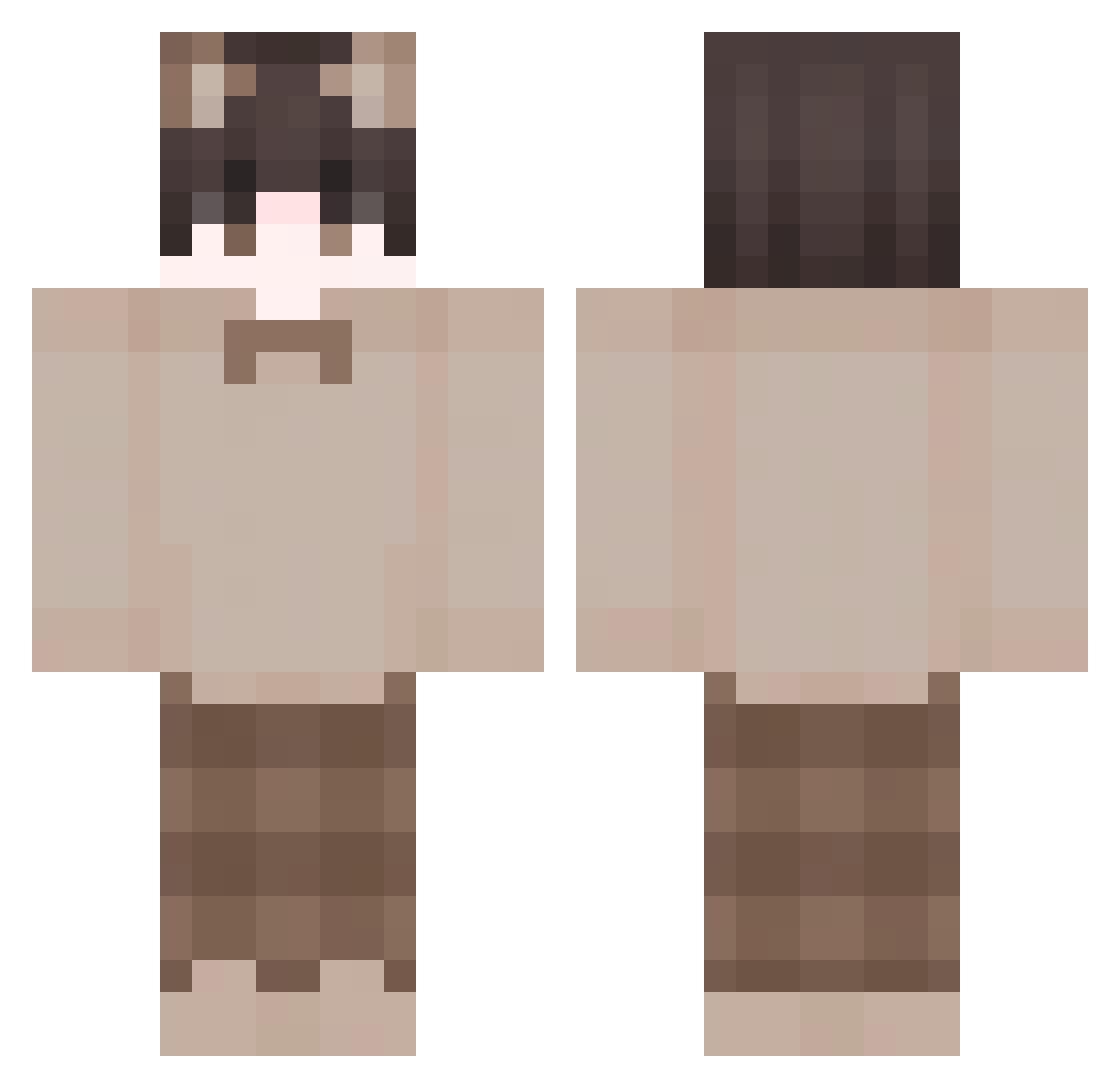 OhMxsty Minecraft skin, front and back view