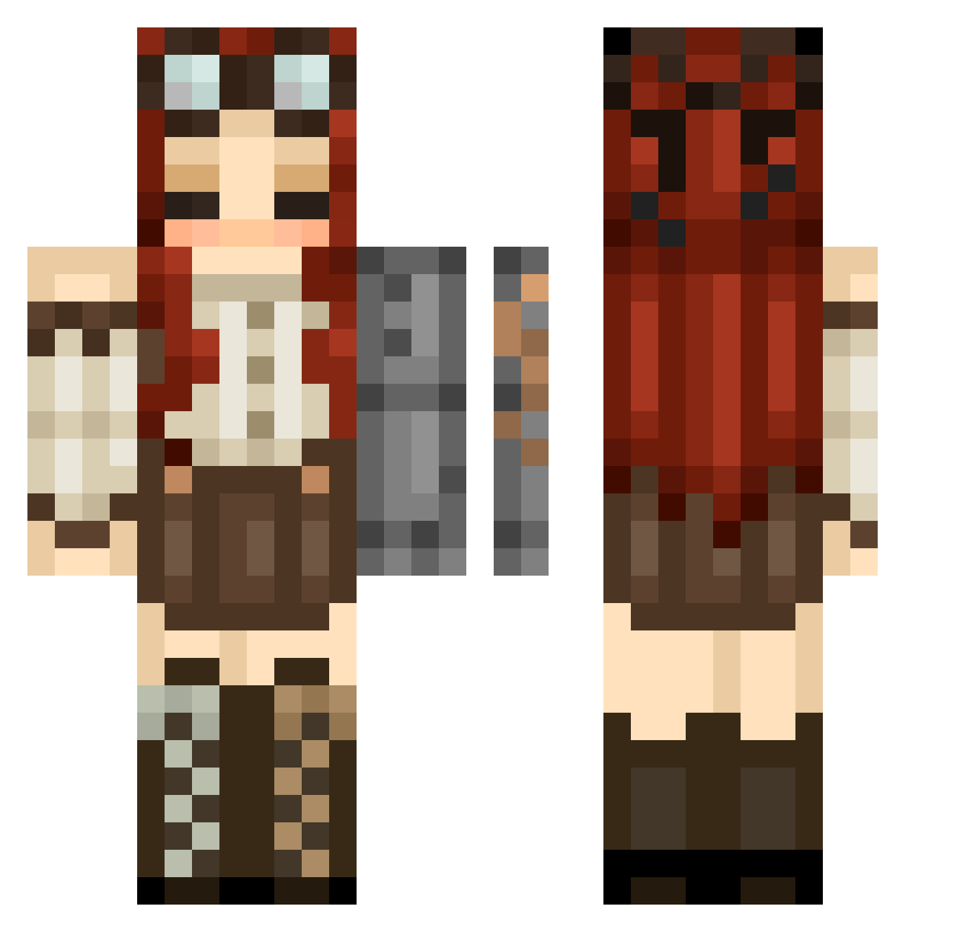 Heretixia Minecraft skin, front and back view