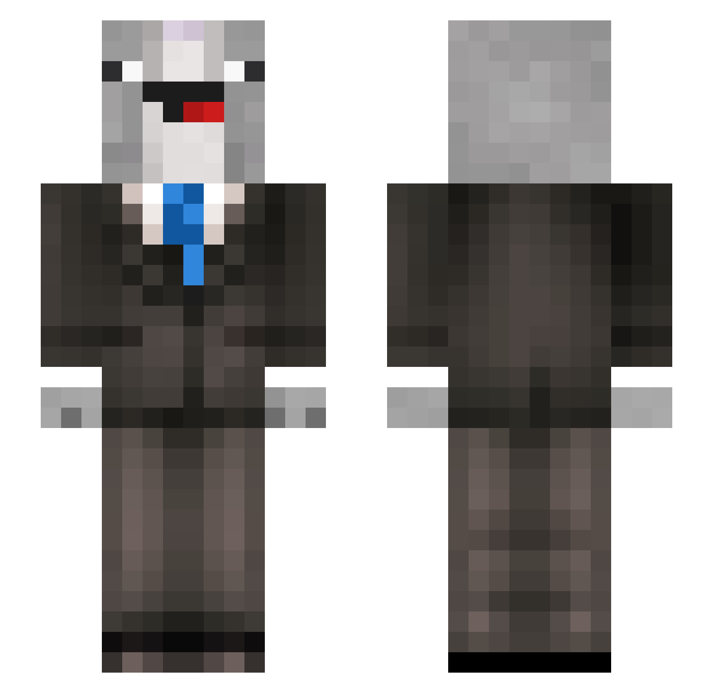 DeezNarwhals Minecraft skin, front and back view