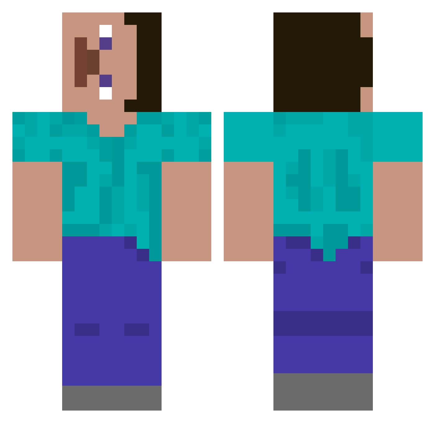 MrUrkel Minecraft skin, front and back view