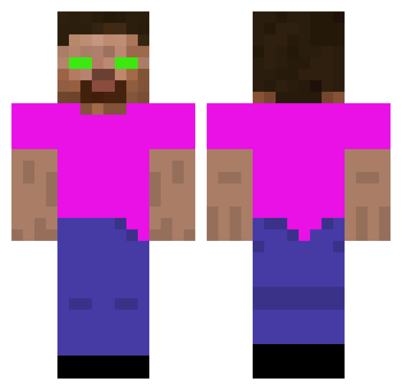 3Bllvck Minecraft skin, front and back view