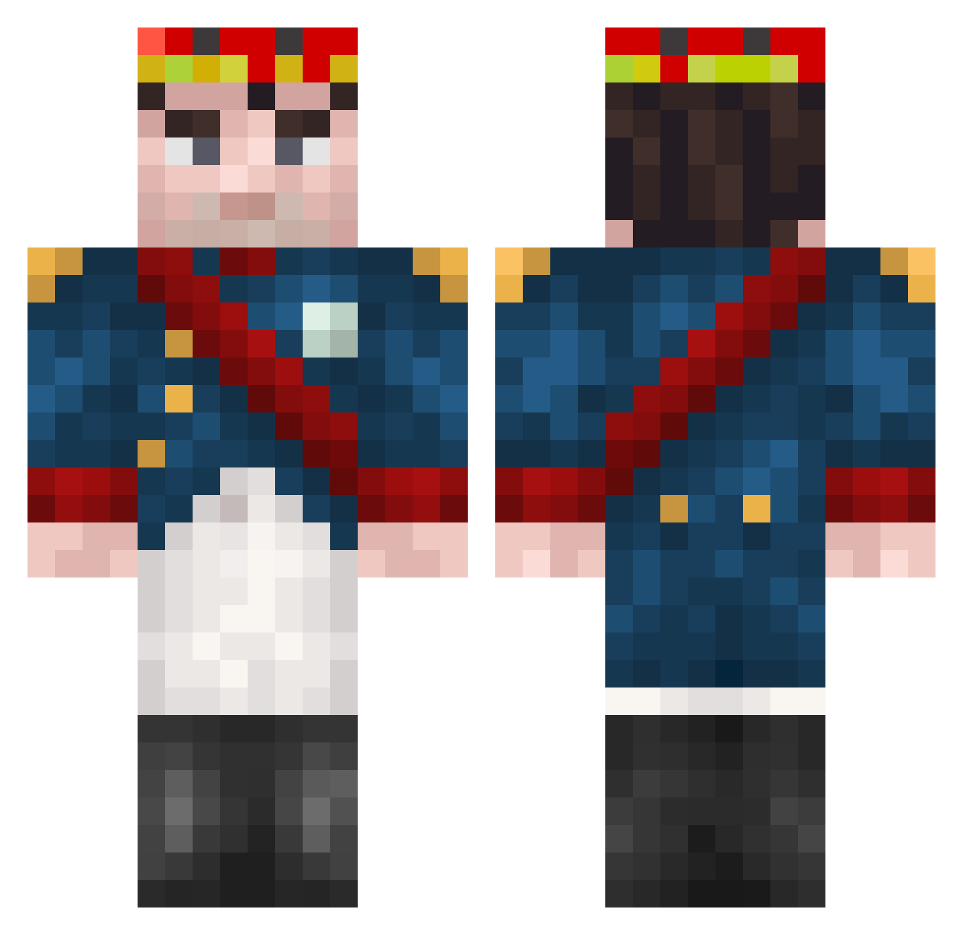 Brontofuz Minecraft skin, front and back view