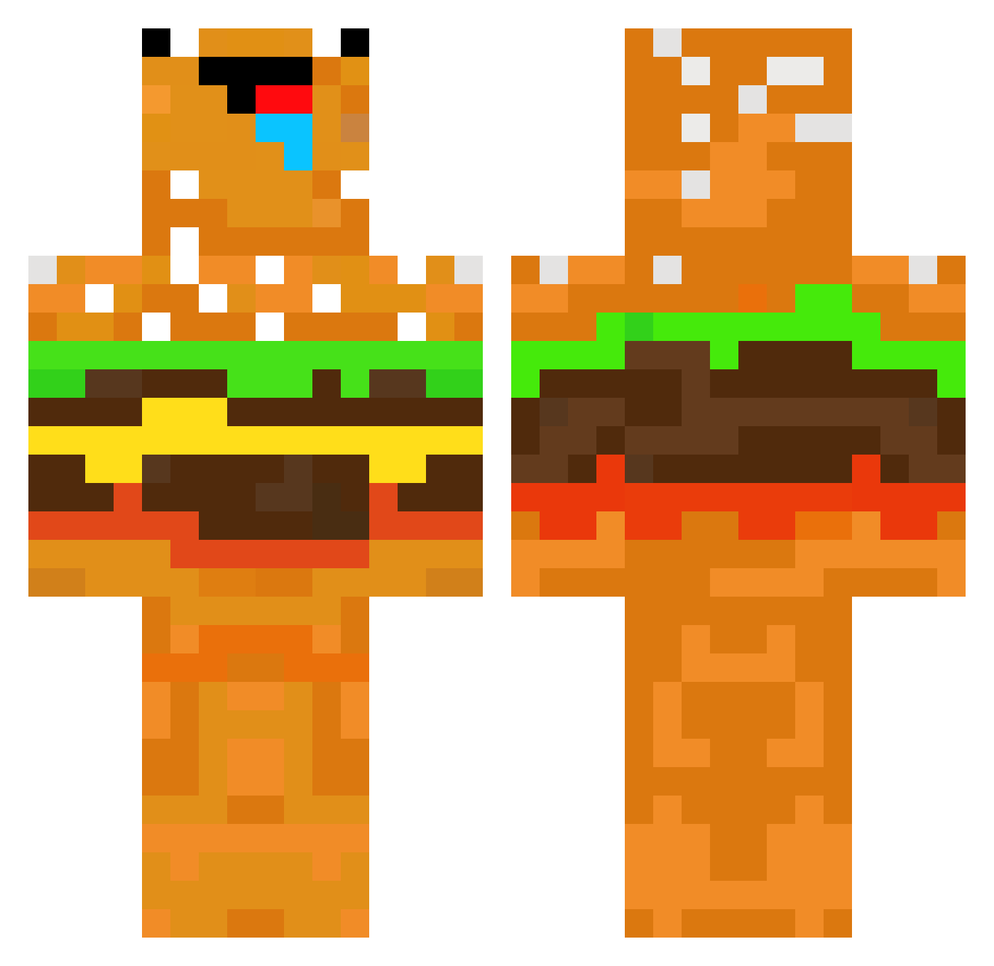 Perkedel Minecraft skin, front and back view
