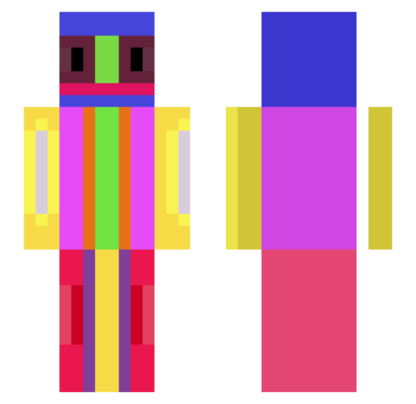 Tubz_YV Minecraft skin, front and back view