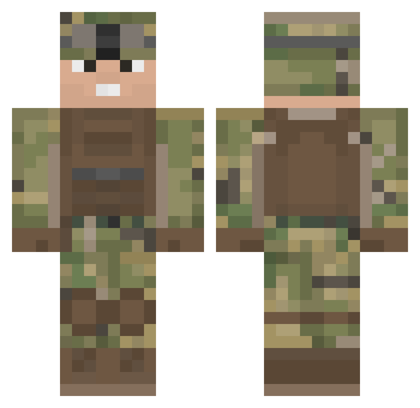 Infantrymann Minecraft skin, front and back view