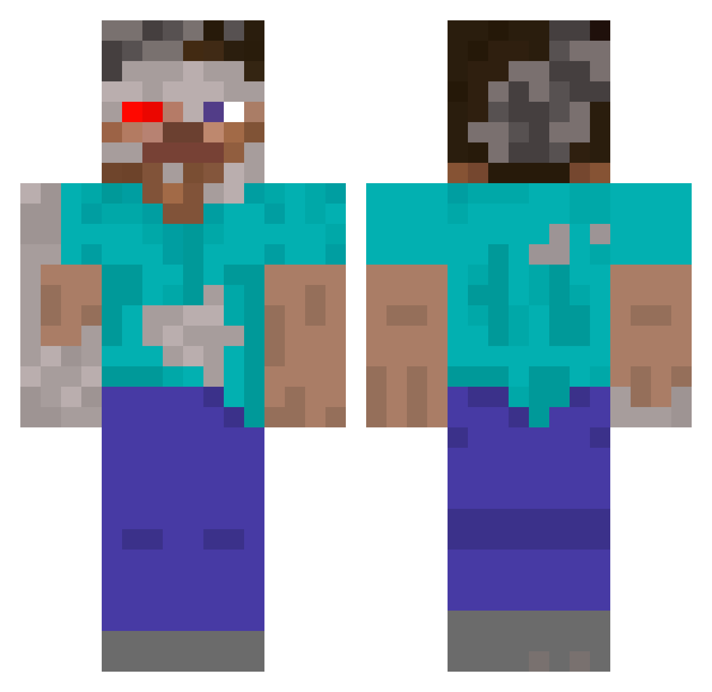 ItsJari Minecraft skin, front and back view