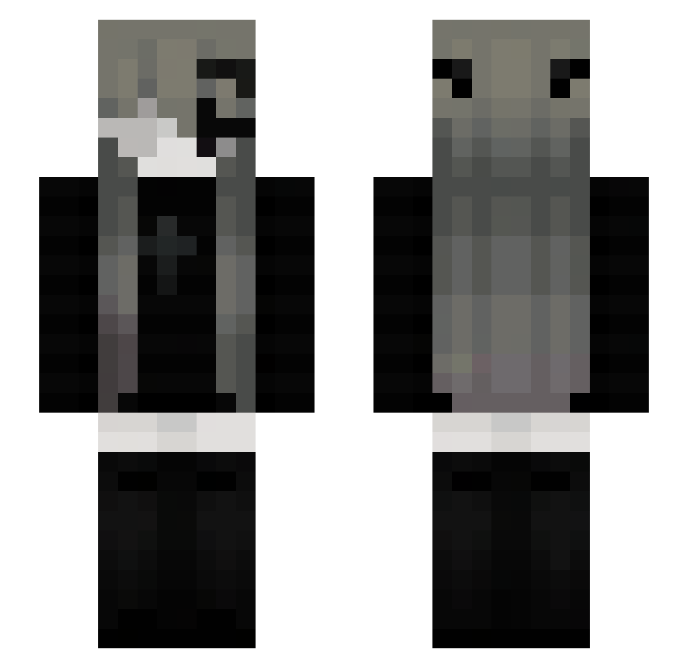 ItzVertvix Minecraft skin, front and back view