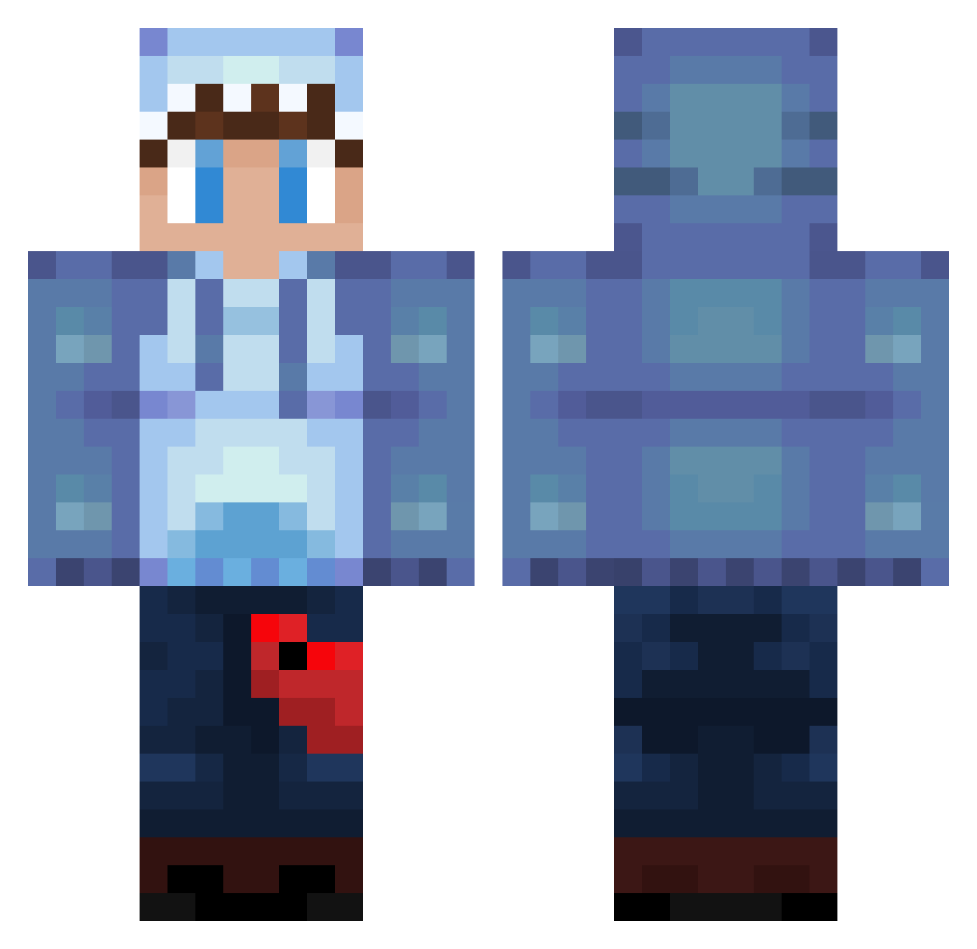 TomShark94 Minecraft skin, front and back view