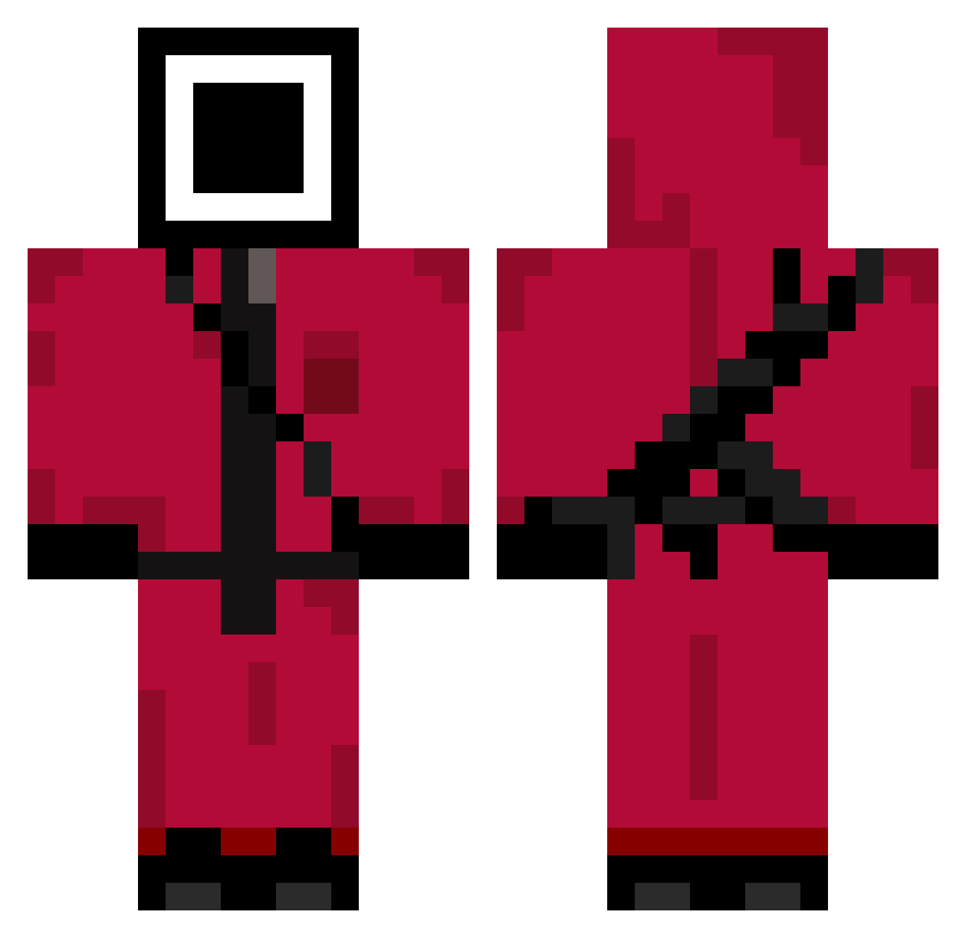 rentar Minecraft skin, front and back view