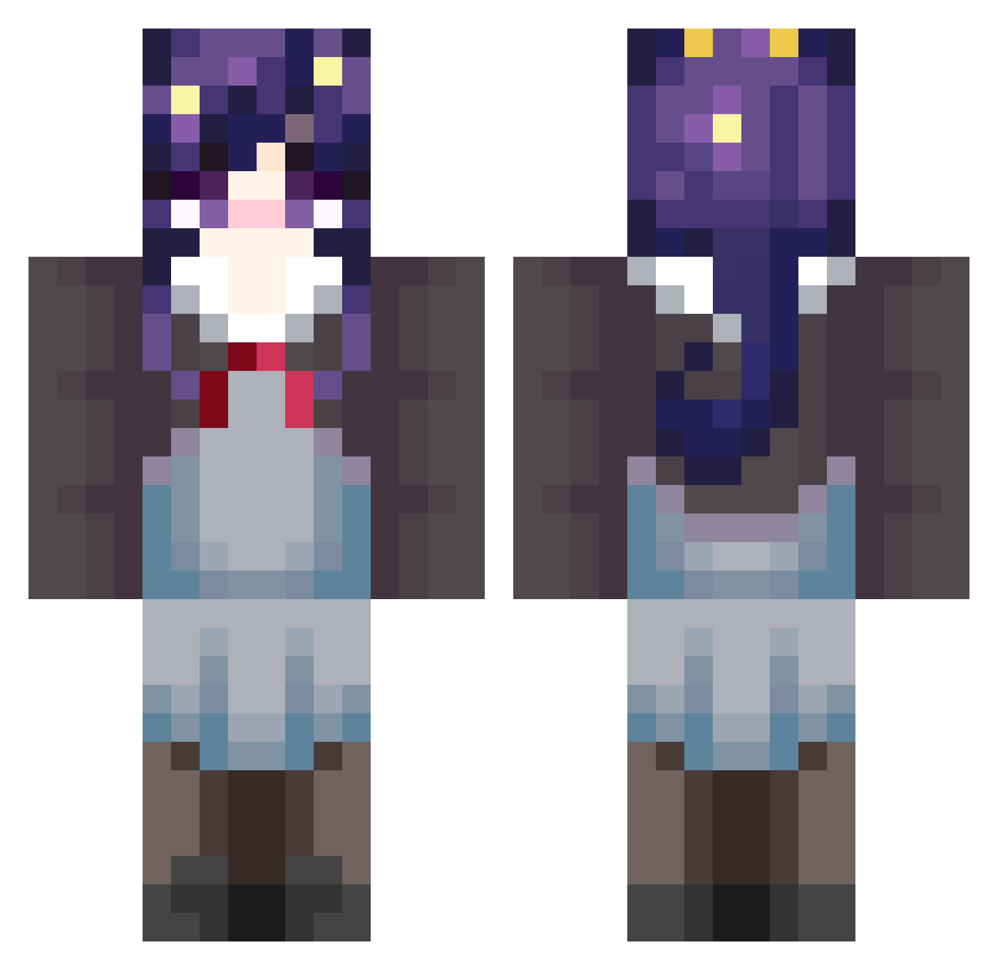 PyroIsHere_ Minecraft skin, front and back view
