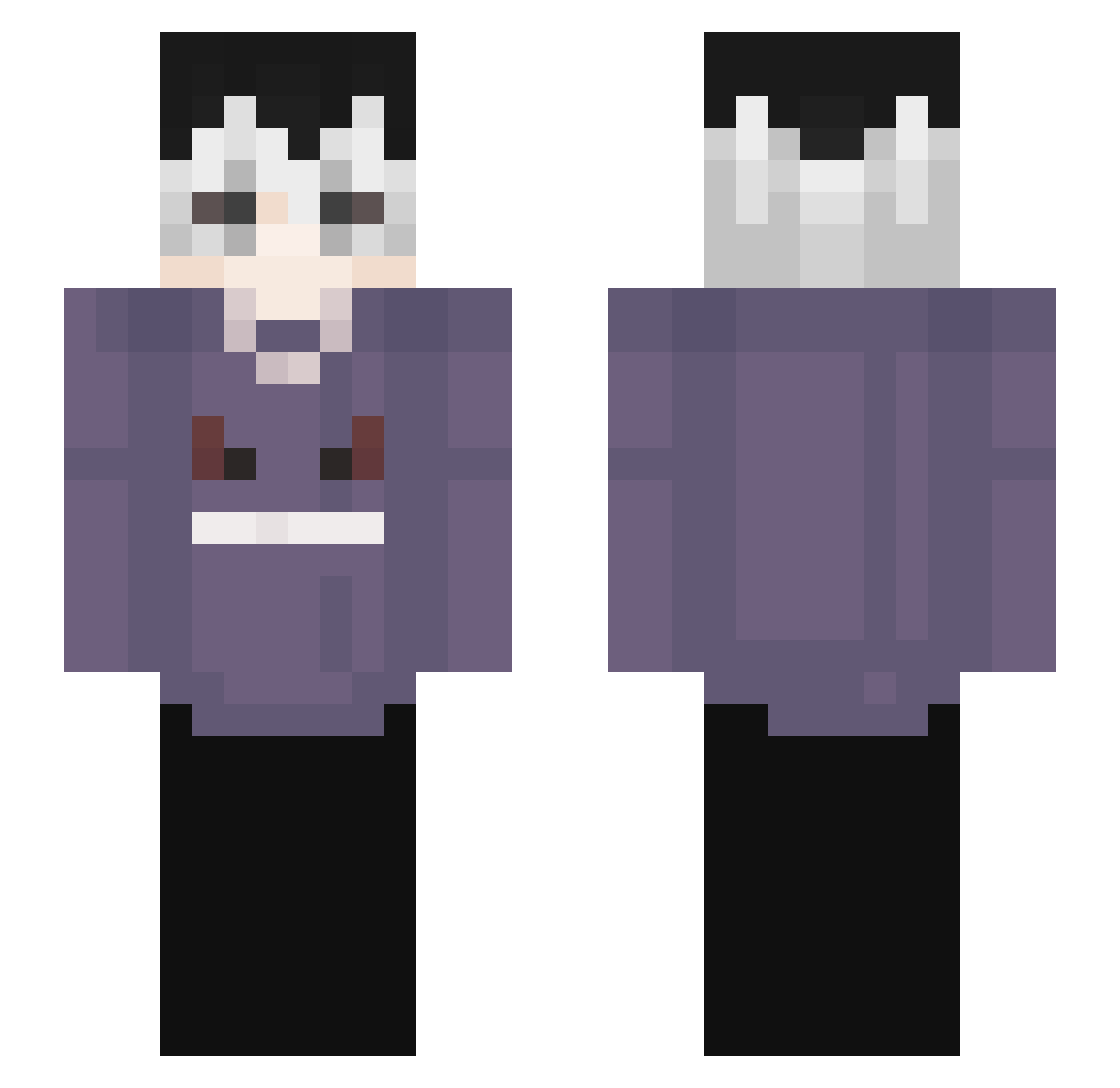 Defteul Minecraft skin, front and back view