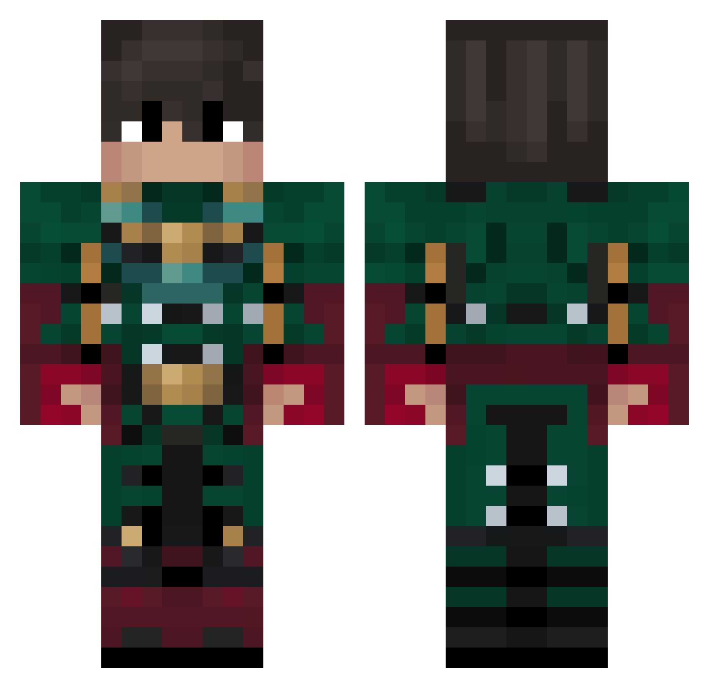 NotBucketHat Minecraft skin, front and back view