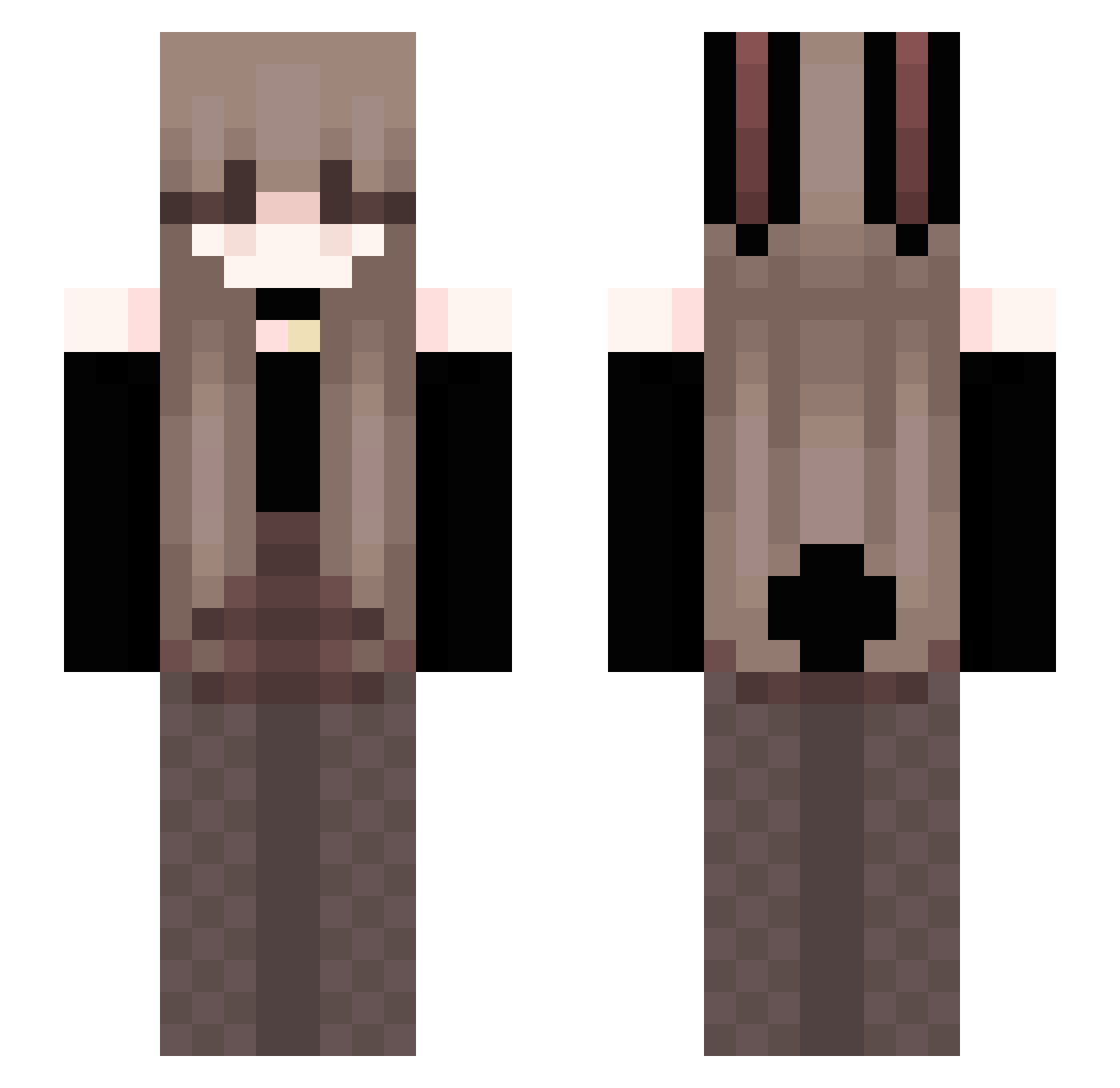 ohamelia Minecraft skin, front and back view