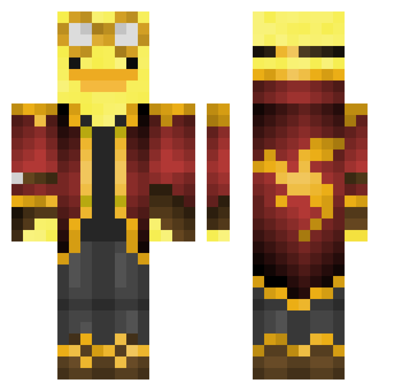MrDucklingtin Minecraft skin, front and back view