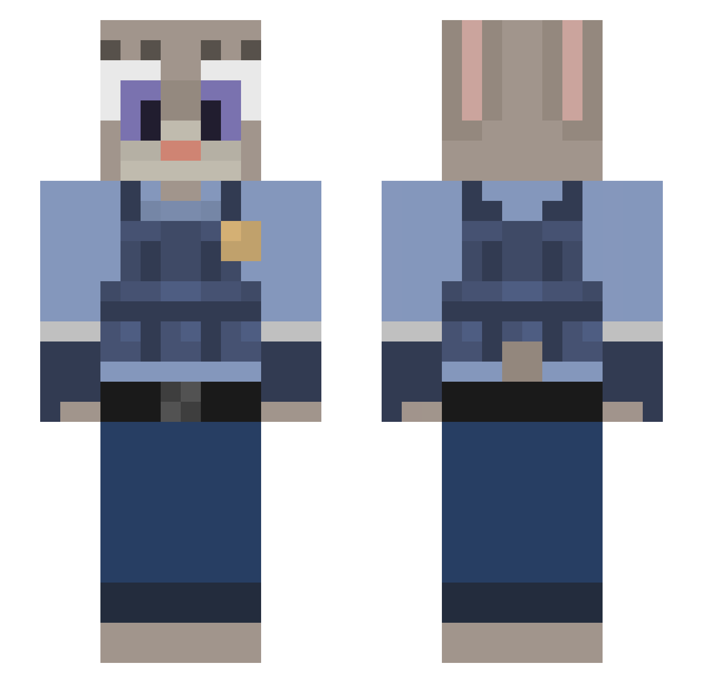 Loukicool Minecraft skin, front and back view