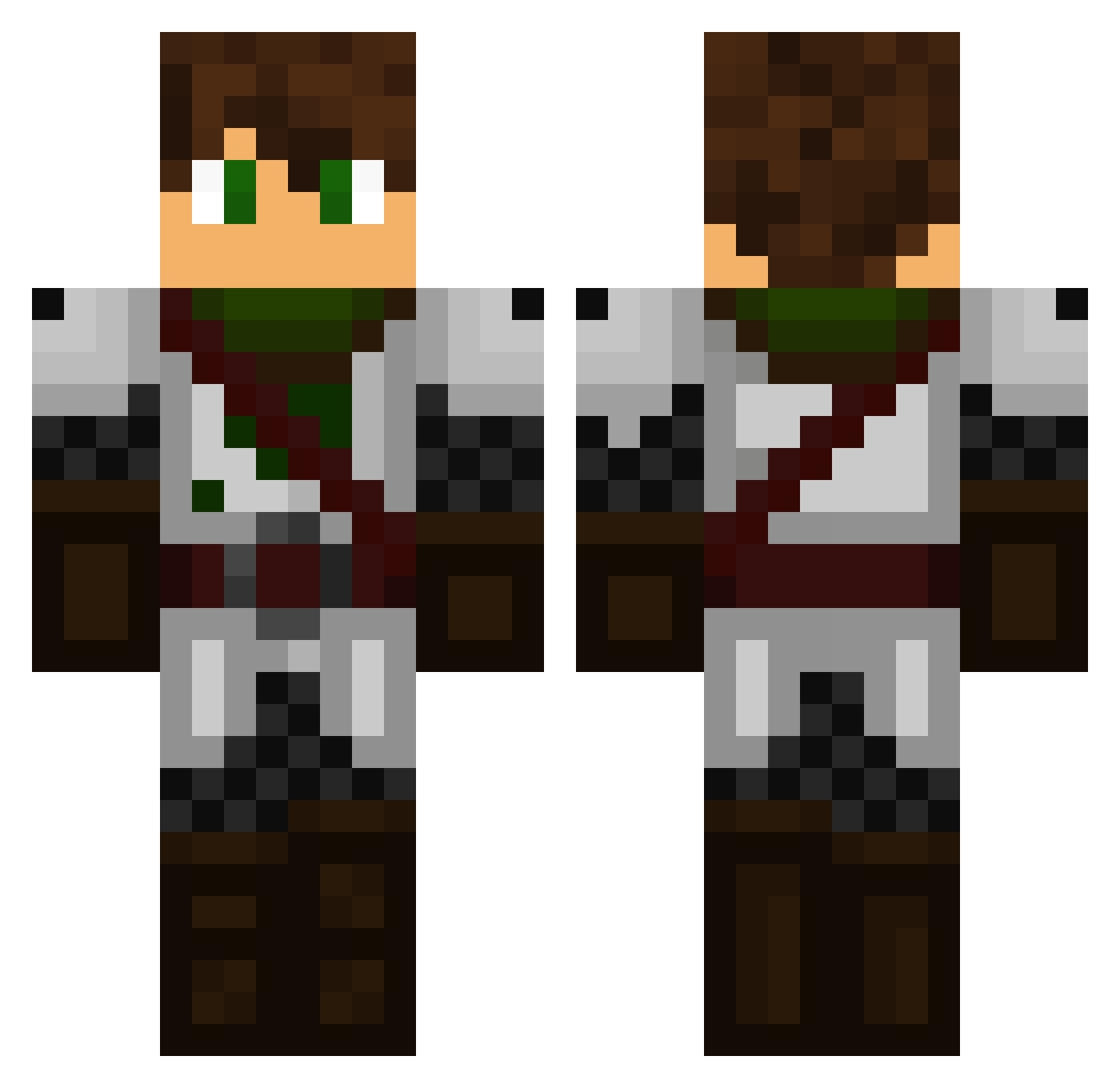 Uzra Minecraft skin, front and back view