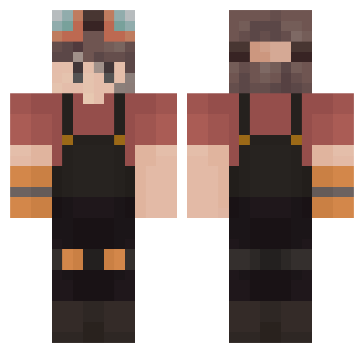Raplo101 Minecraft skin, front and back view