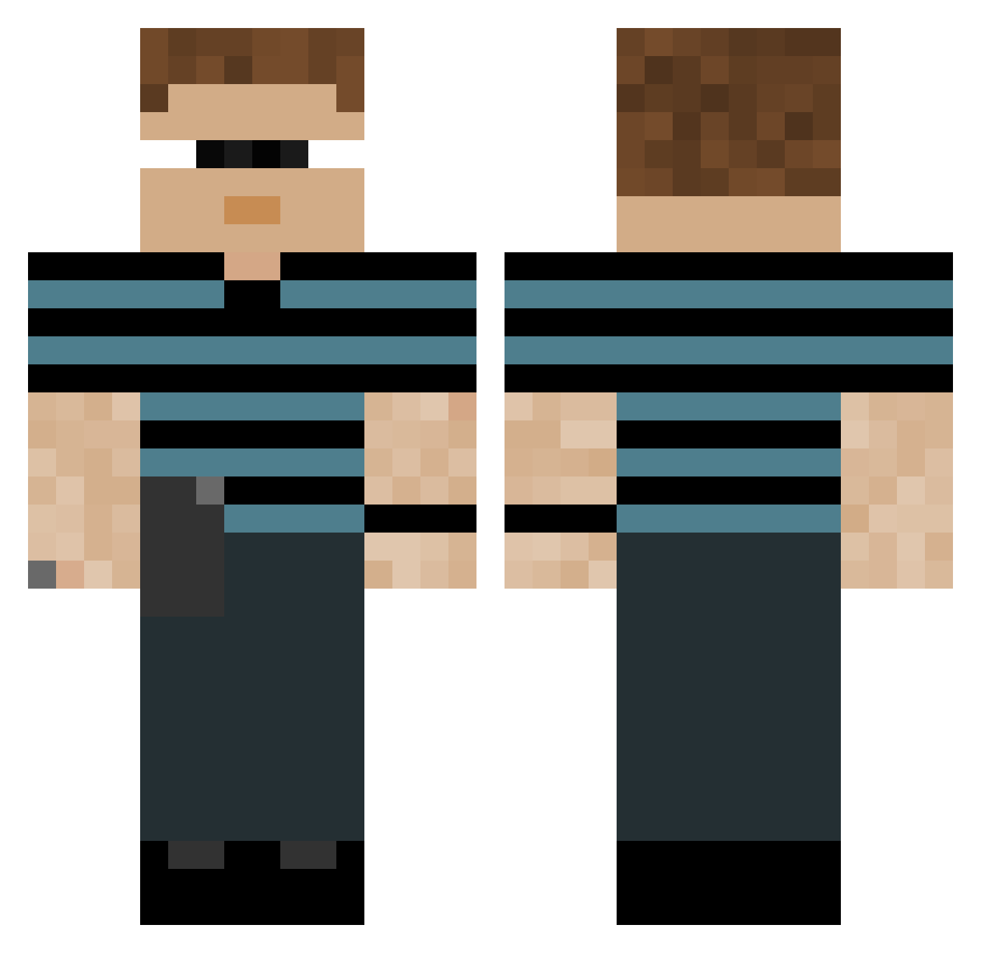 Bren007pie Minecraft skin, front and back view