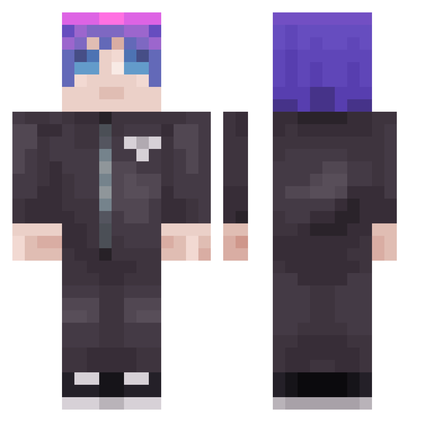 Obebi4 Minecraft skin, front and back view