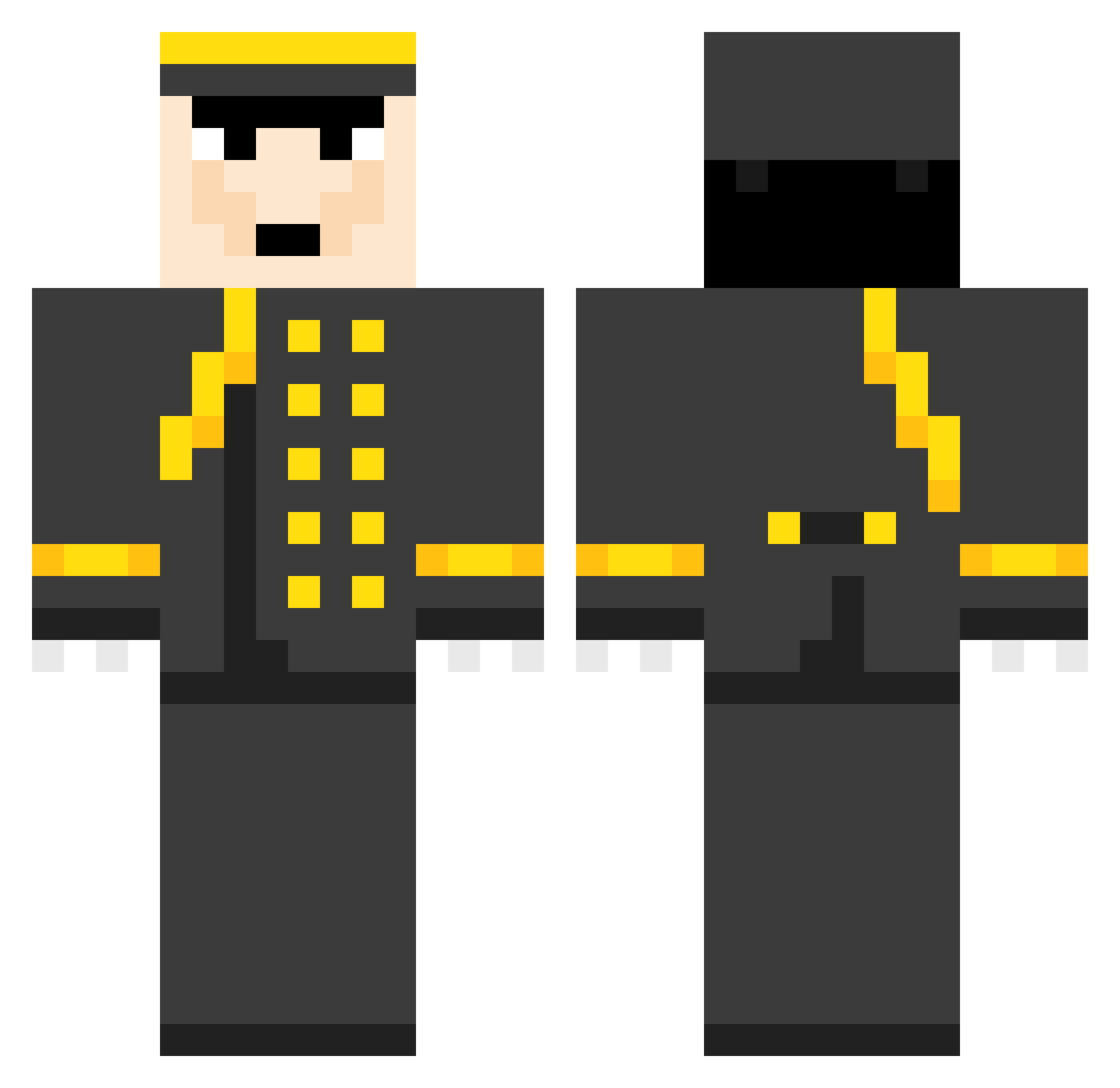 Snuggles Minecraft skin, front and back view